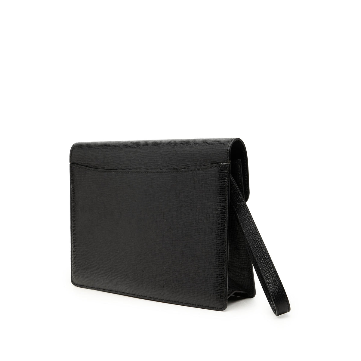 LOEWE Textured Leather Anagram Flap Clutch — Black