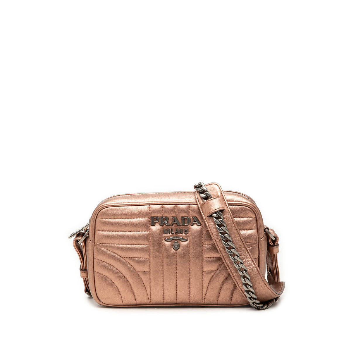 Prada Metallic Nappa Impunture Diagramme Camera Bag