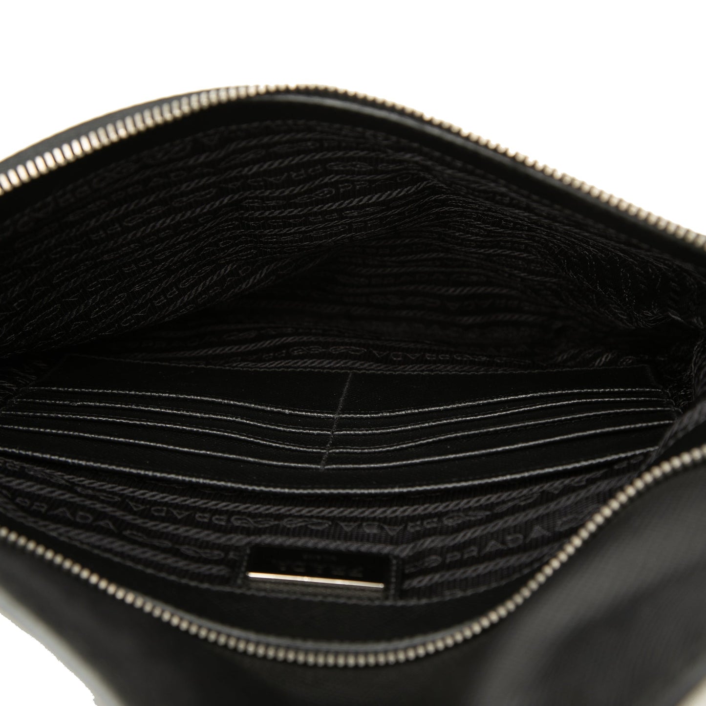 Prada Saffiano Trimmed Tessuto Clutch