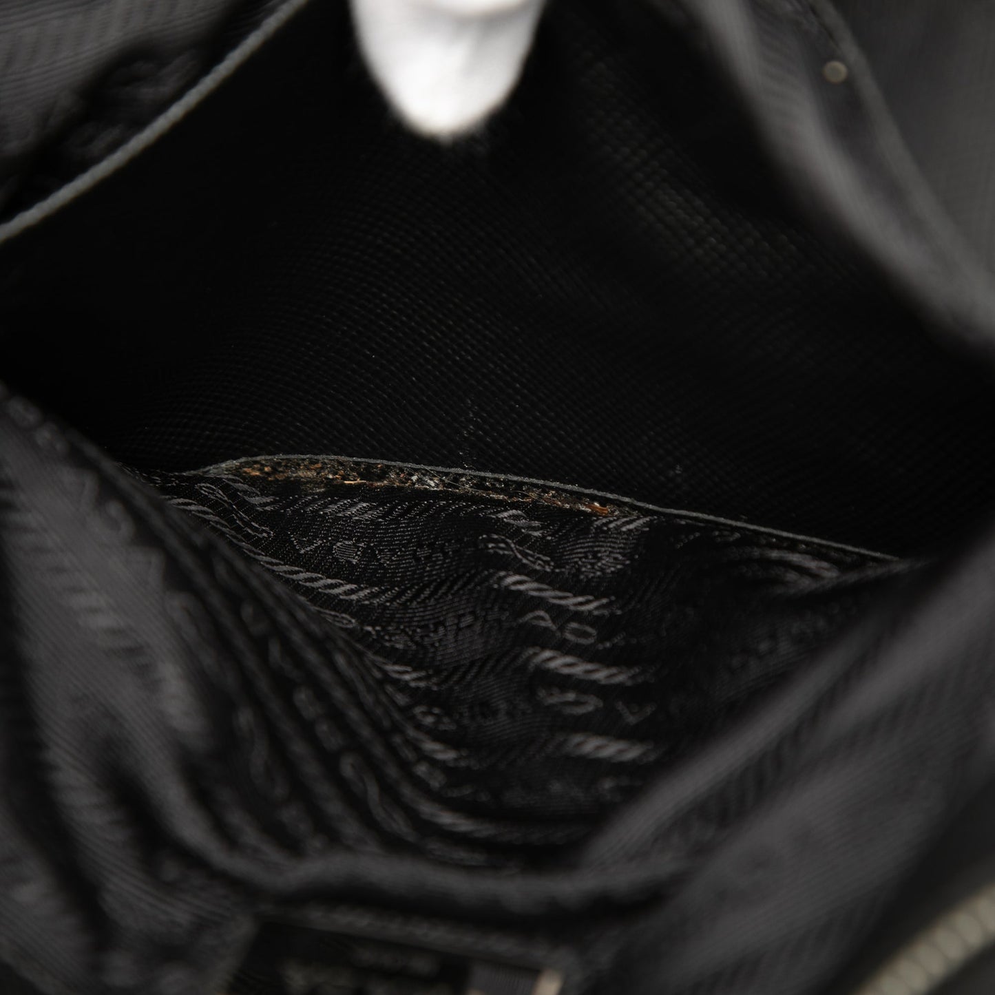 Prada Saffiano Trimmed Tessuto Clutch