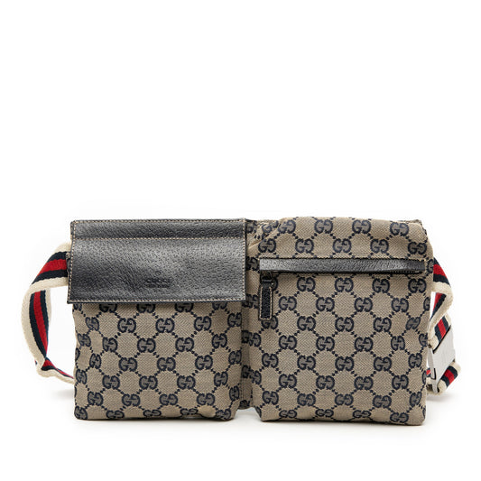 Gucci GG Canvas Web Double Pocket Belt Bag