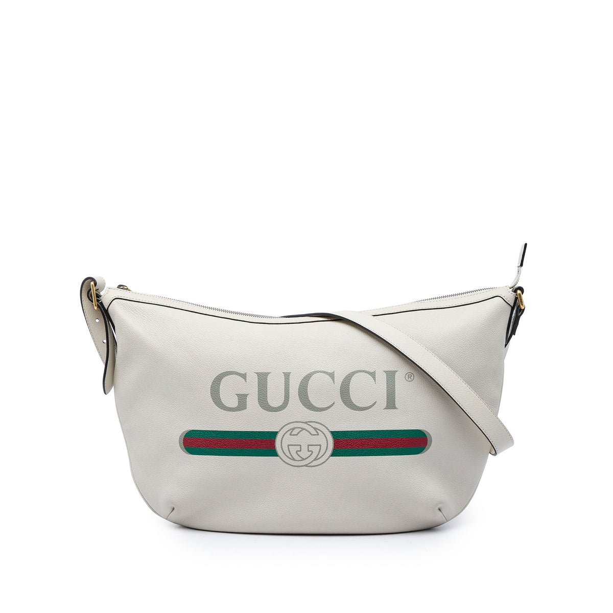 Gucci Grained Calfskin Logo Half Moon Crossbody