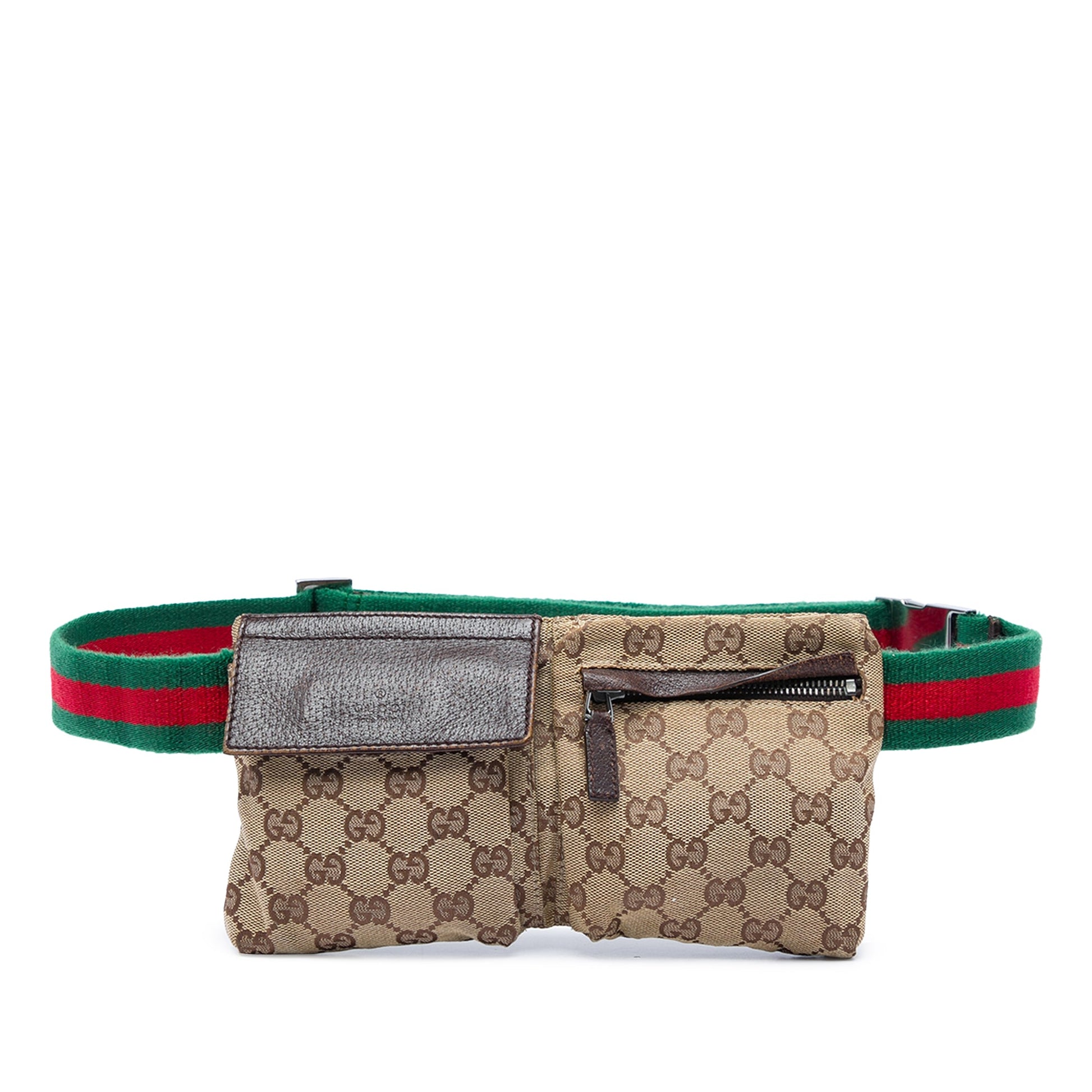Gucci GG Canvas Web Double Pocket Belt Bag