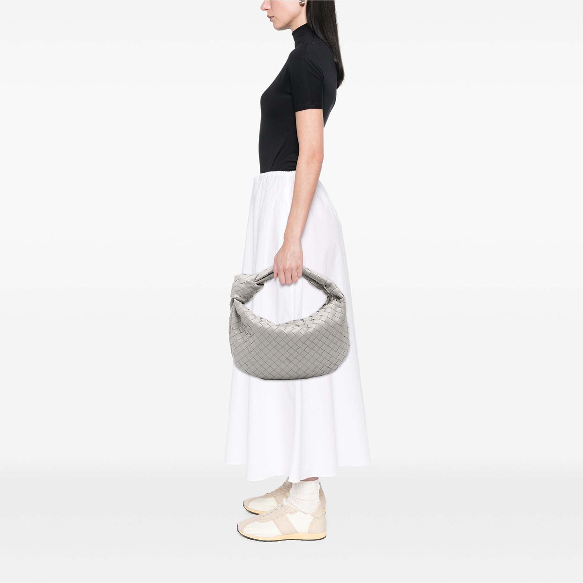 Bottega Veneta Teen Nappa Intrecciato Jodie — Gray