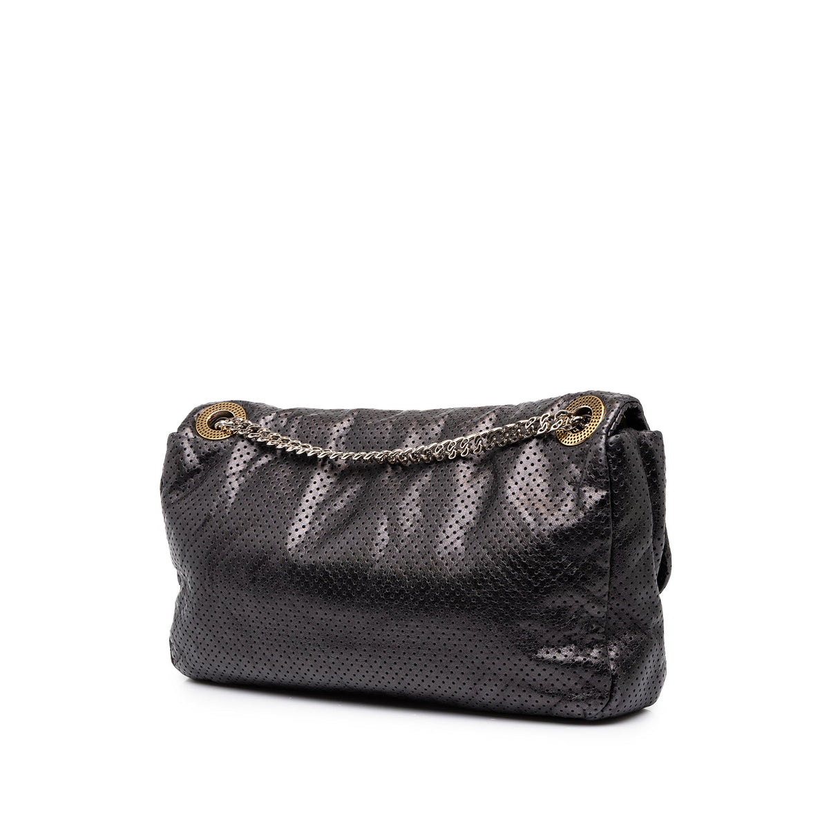 Chanel Medium Perforated Calfskin Reissue 2.55 Drill Flap — Black