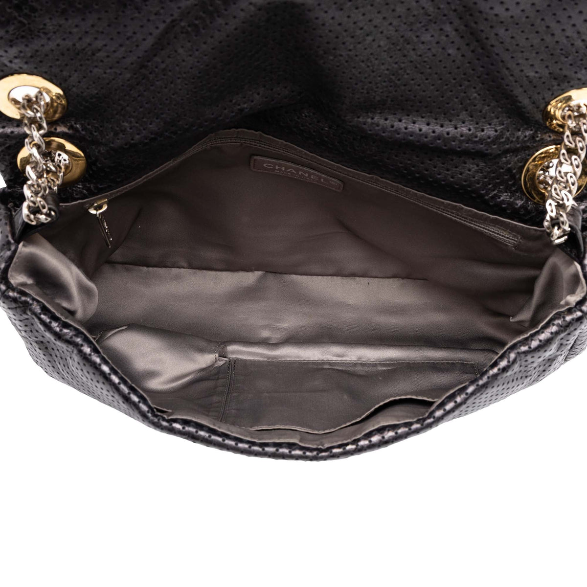 Chanel Medium Perforated Calfskin Reissue 2.55 Drill Flap — Black