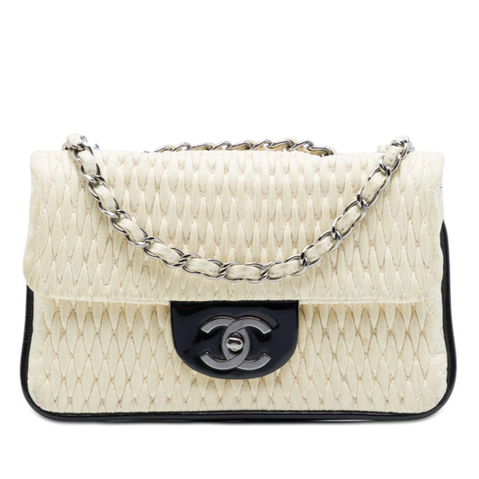 Chanel CC Bicolor Woven Lambskin and Patent Flap