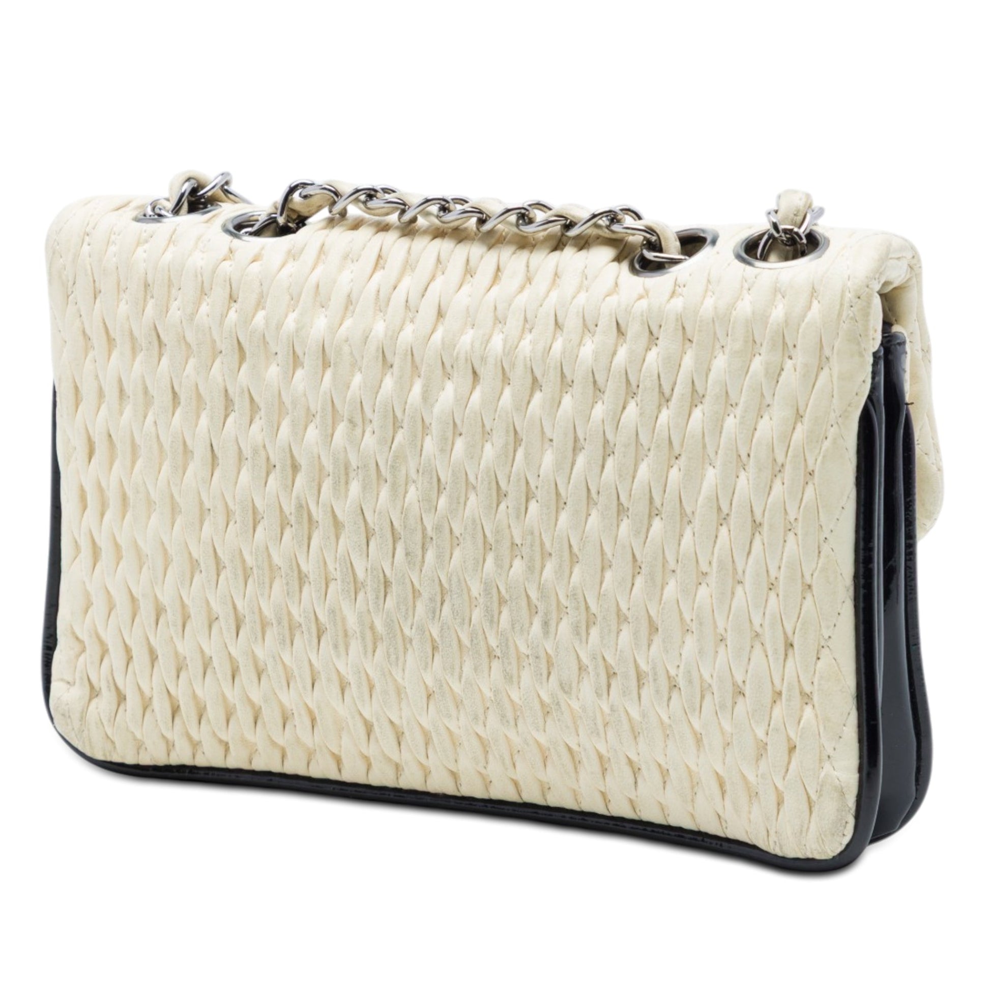 Chanel CC Bicolor Woven Lambskin and Patent Flap