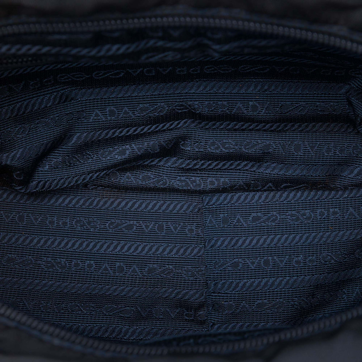 Prada Tessuto Beaded Logo Tassel Handbag — Blue