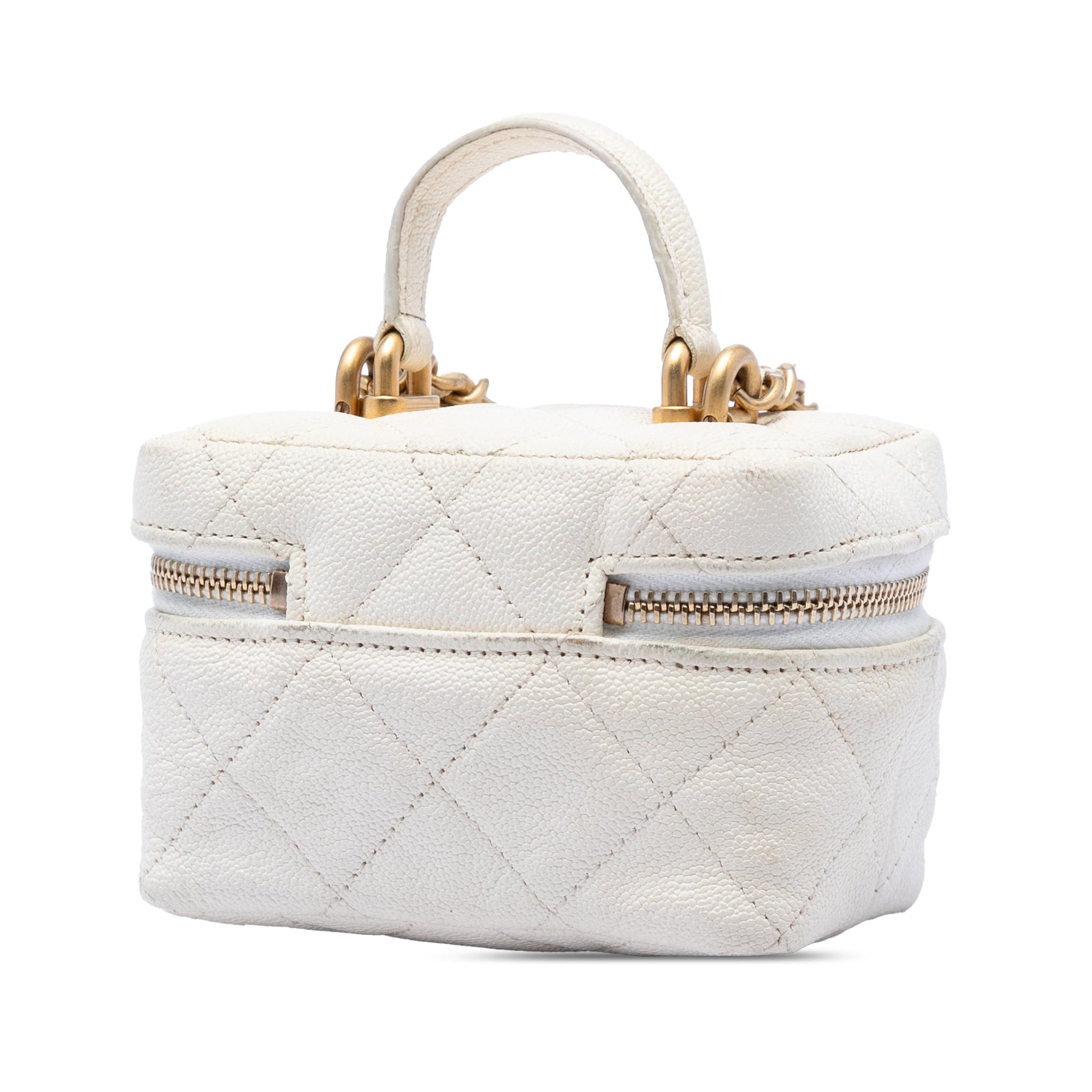 Chanel Mini Caviar Chain Zip Around Vanity Case