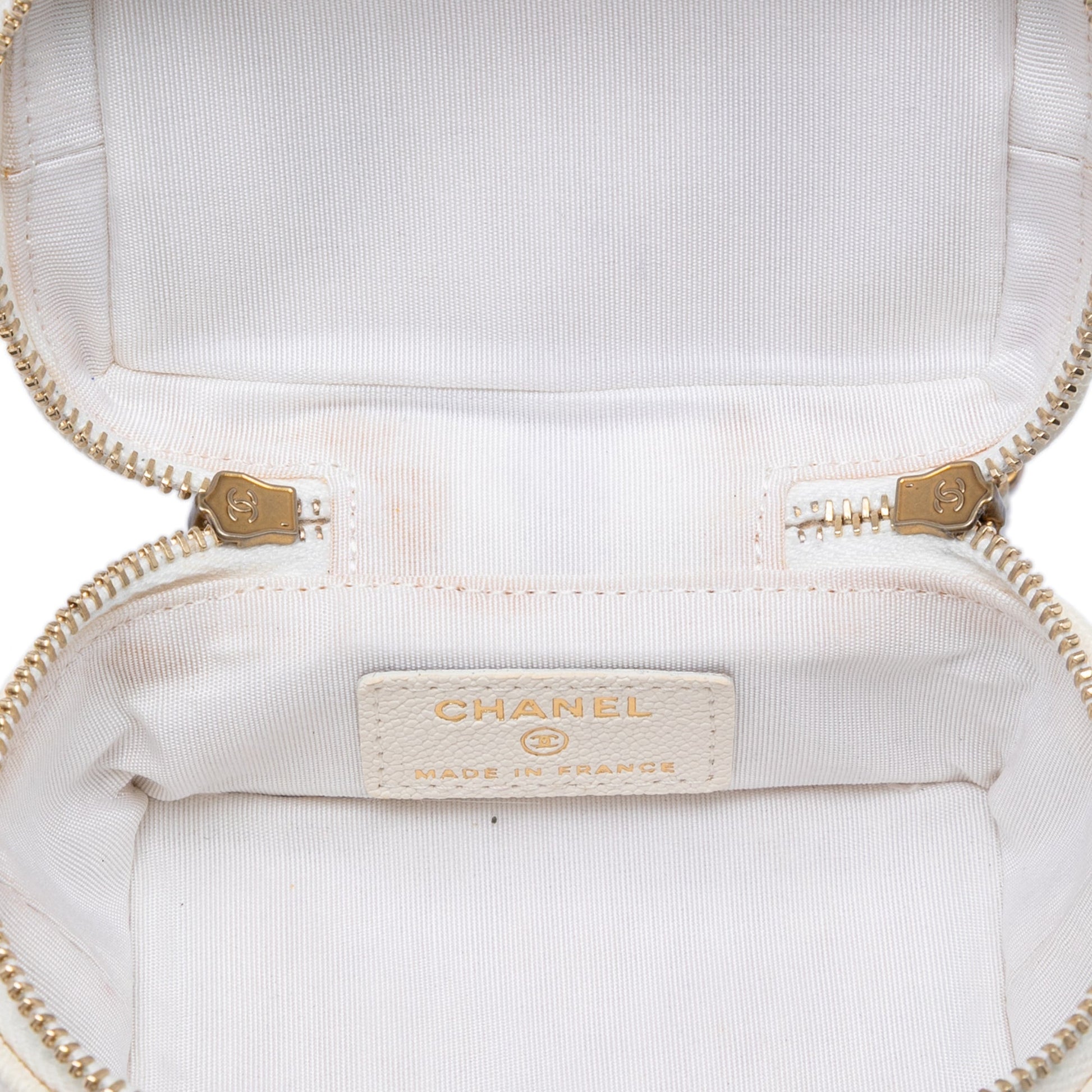 Chanel Mini Caviar Chain Zip Around Vanity Case