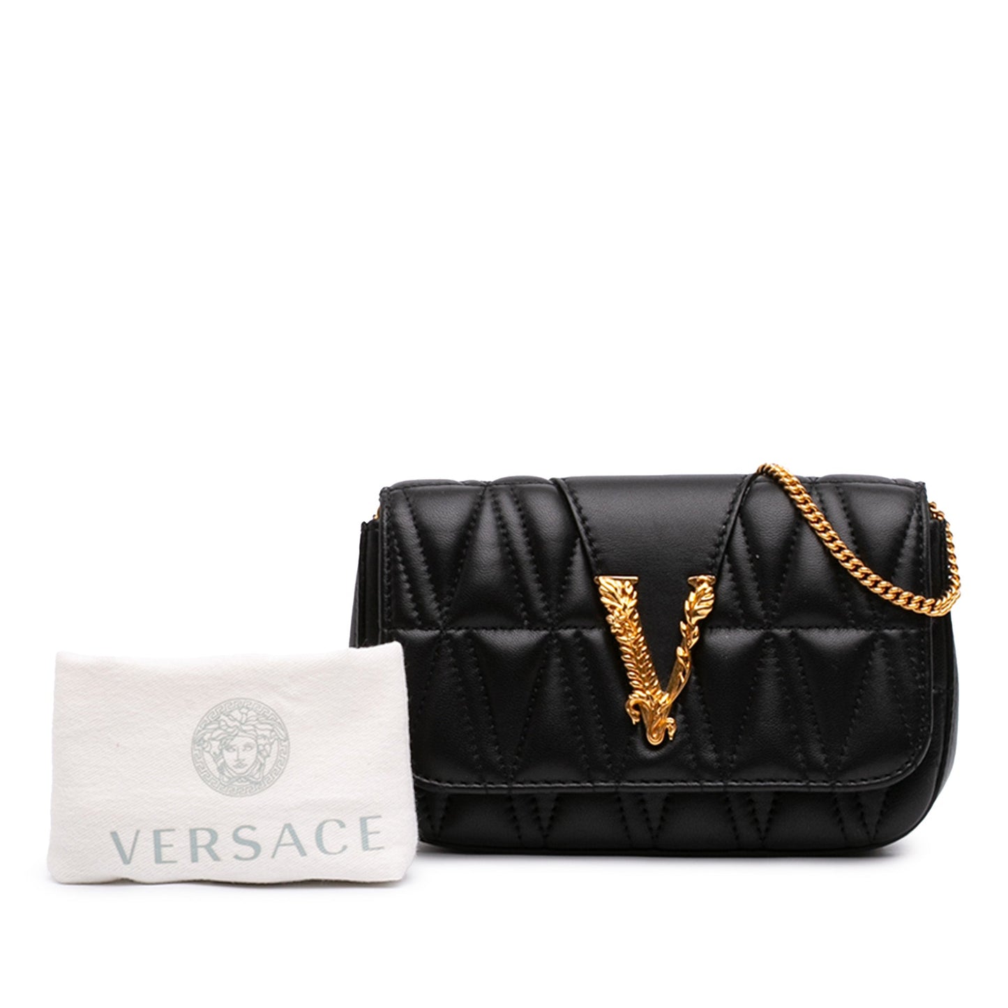 Versace Mini Quilted Leather Virtus V Crossbody