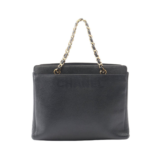 Chanel Caviar Logo Chain Tote