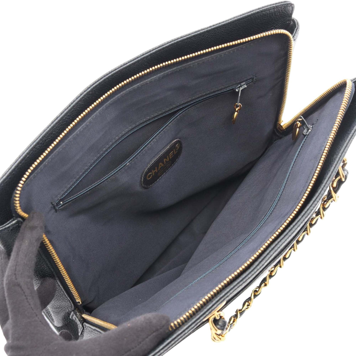 Chanel Caviar Logo Chain Tote