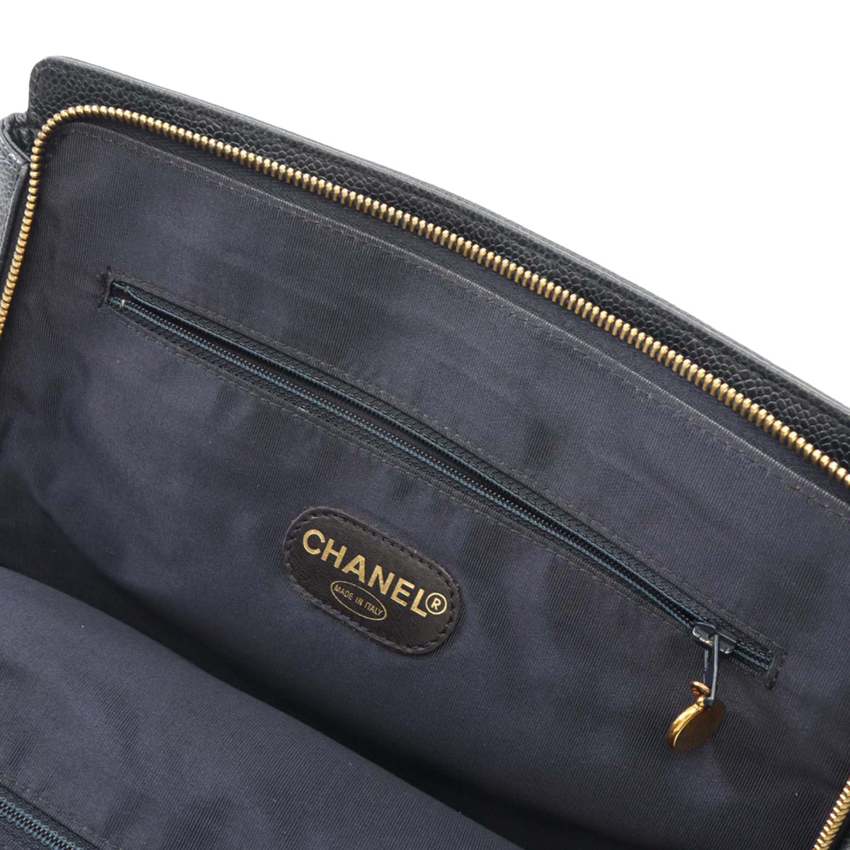 Chanel Caviar Logo Chain Tote