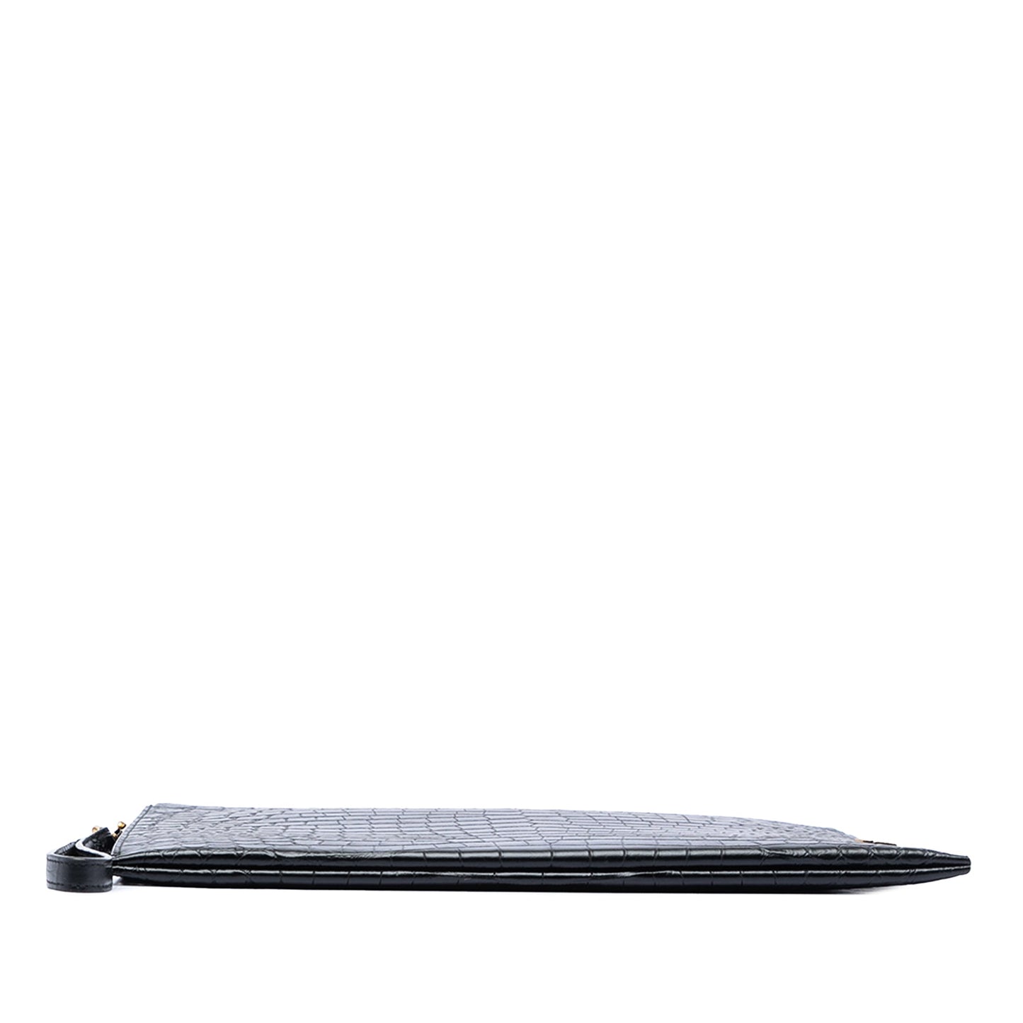 Saint Laurent Croc Embossed Leather Tiny Monogram Zipped Tablet Holder
