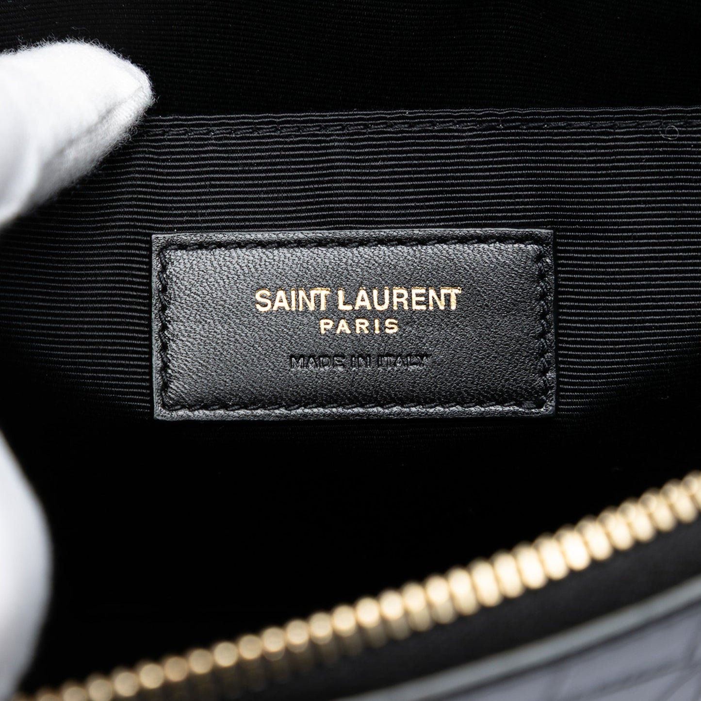 Saint Laurent Croc Embossed Leather Tiny Monogram Zipped Tablet Holder