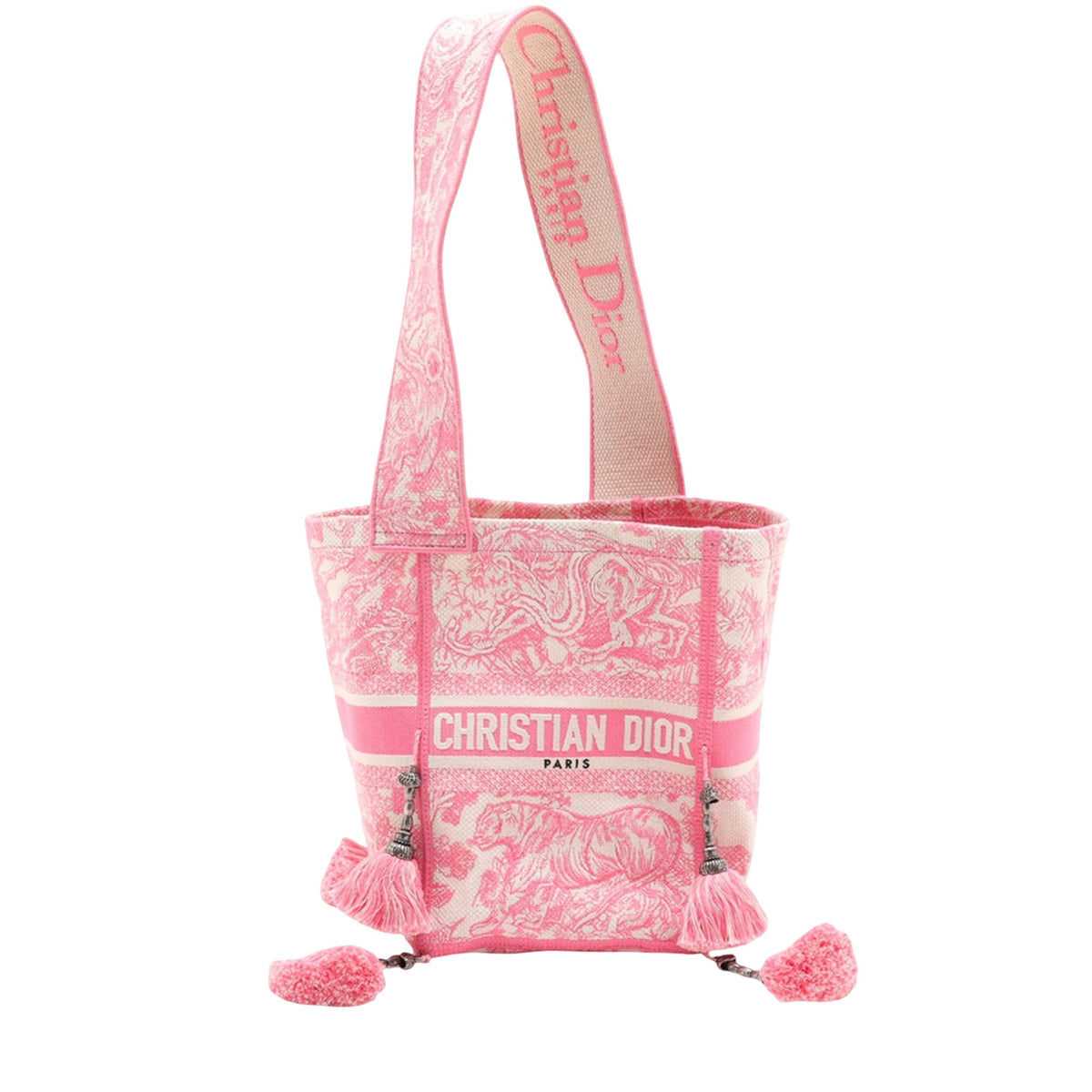 Dior Canvas Embroidered Toile De Jouy D Bubble Bucket Bag — Pink