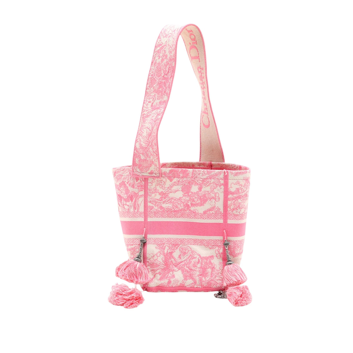 Dior Canvas Embroidered Toile De Jouy D Bubble Bucket Bag — Pink
