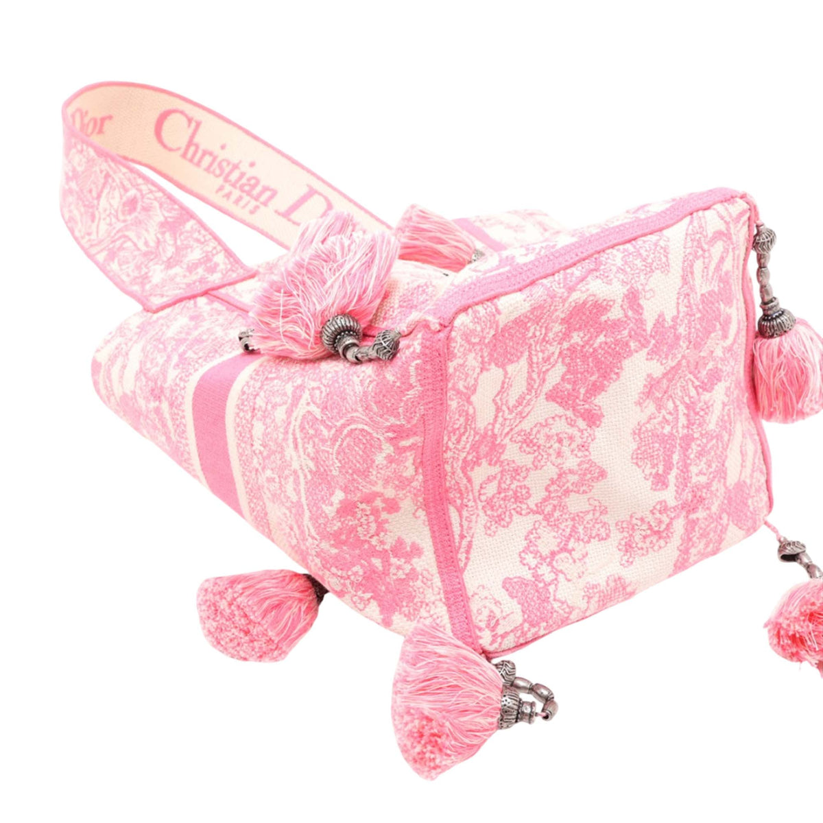 Dior Canvas Embroidered Toile De Jouy D Bubble Bucket Bag — Pink
