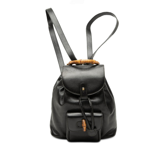 Gucci Calfskin Bamboo Drawstring Backpack