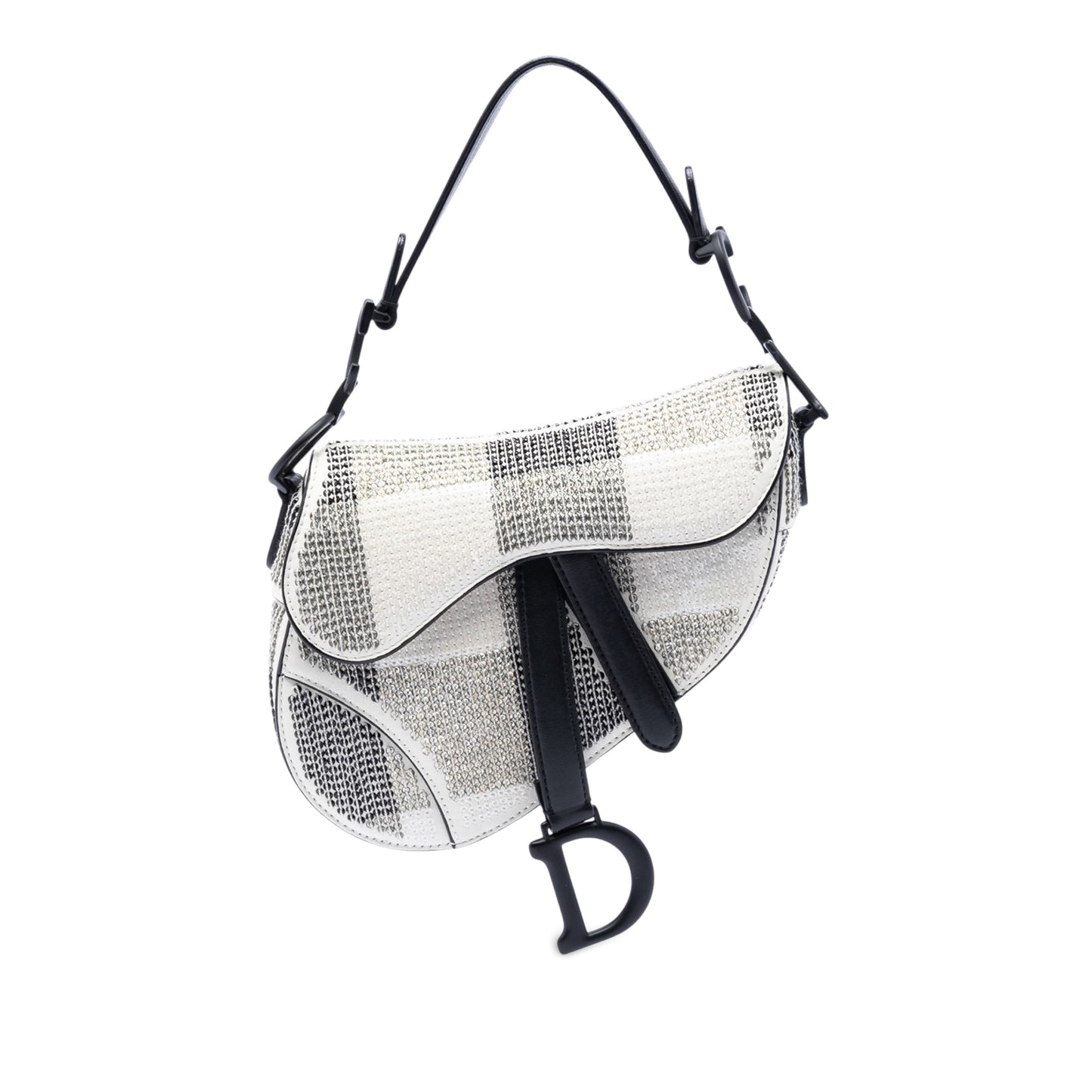 Dior Mini Sequin and Beads Embellished Calfskin Saddle Bag