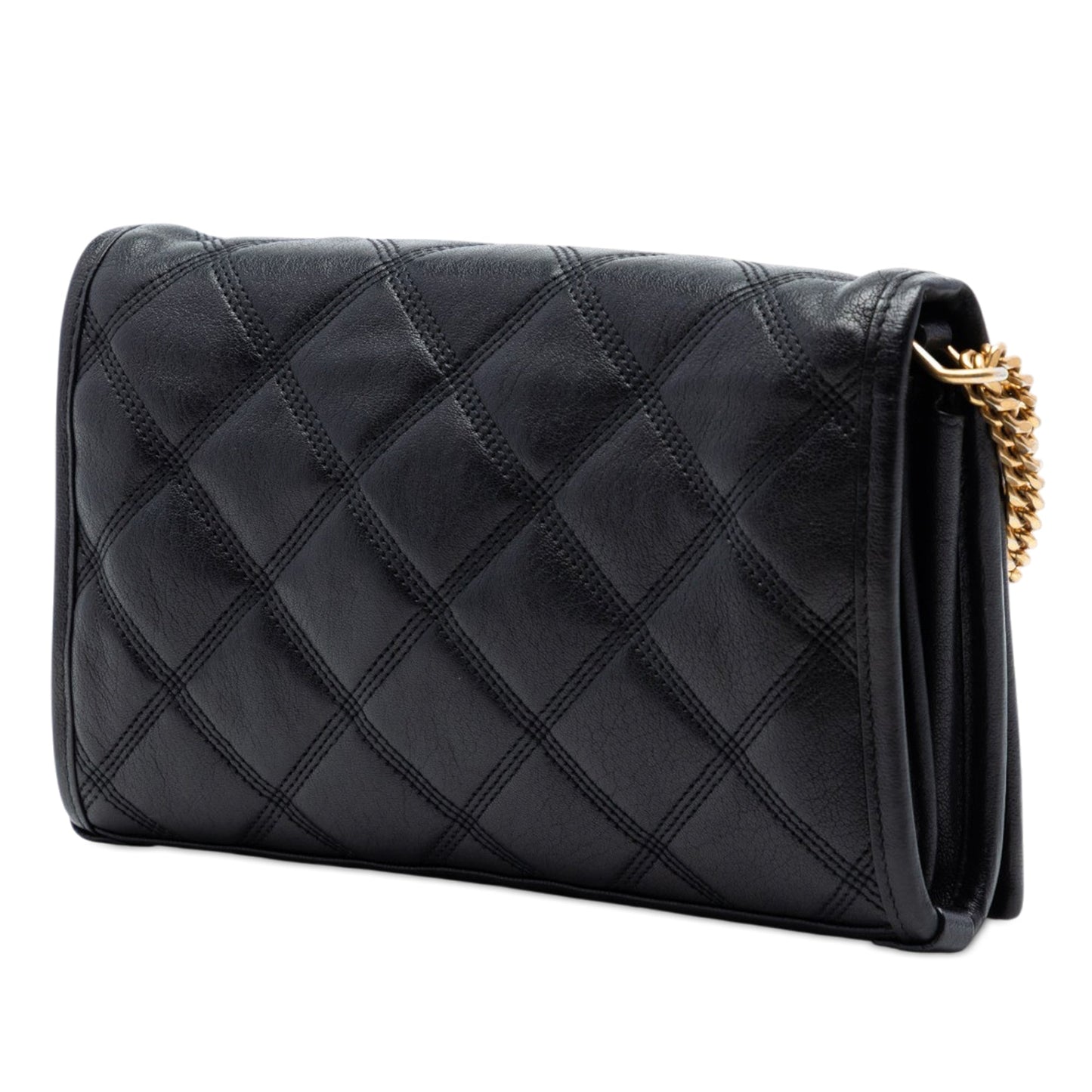 Saint Laurent Quilted Diamond Lambskin Becky Wallet on Chain