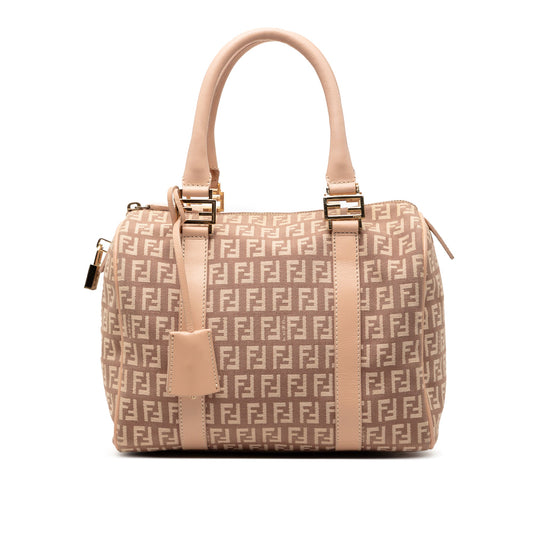 Fendi Small Zucchino Canvas Forever Bauletto Boston Bag