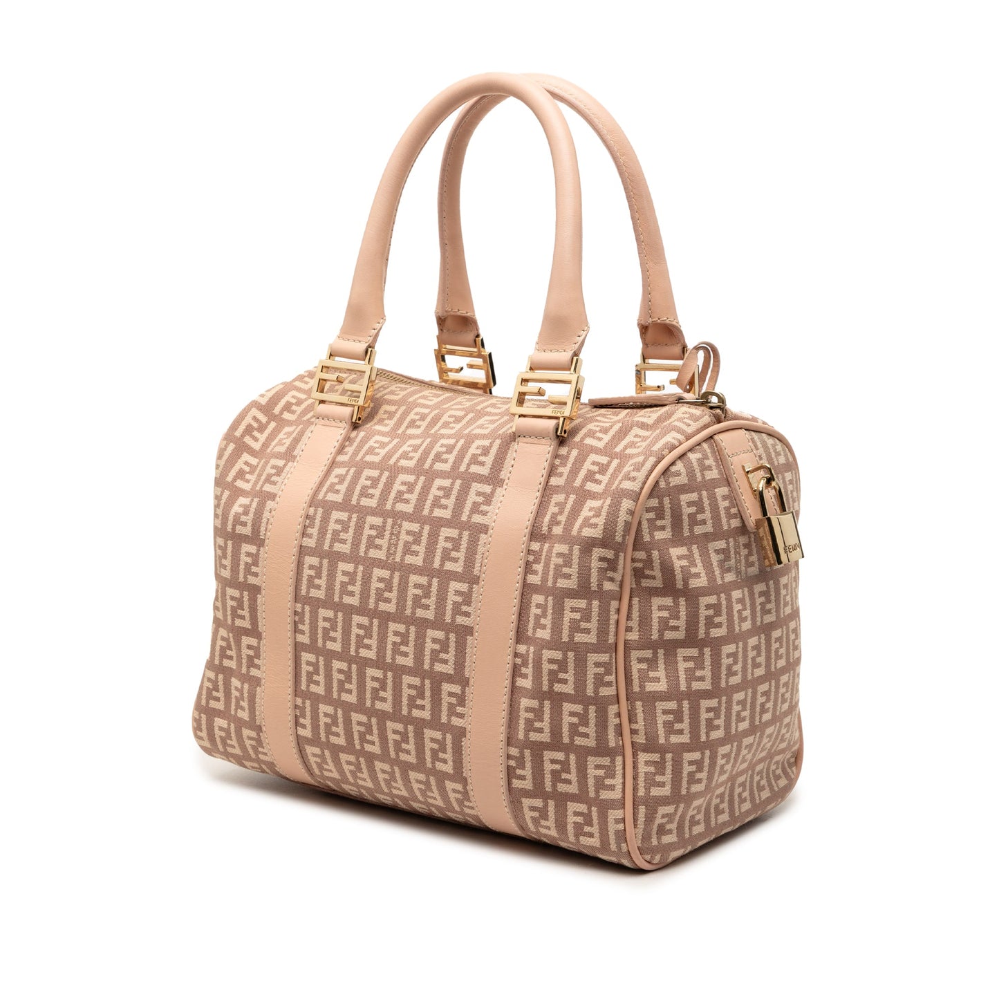 Fendi Small Zucchino Canvas Forever Bauletto Boston Bag