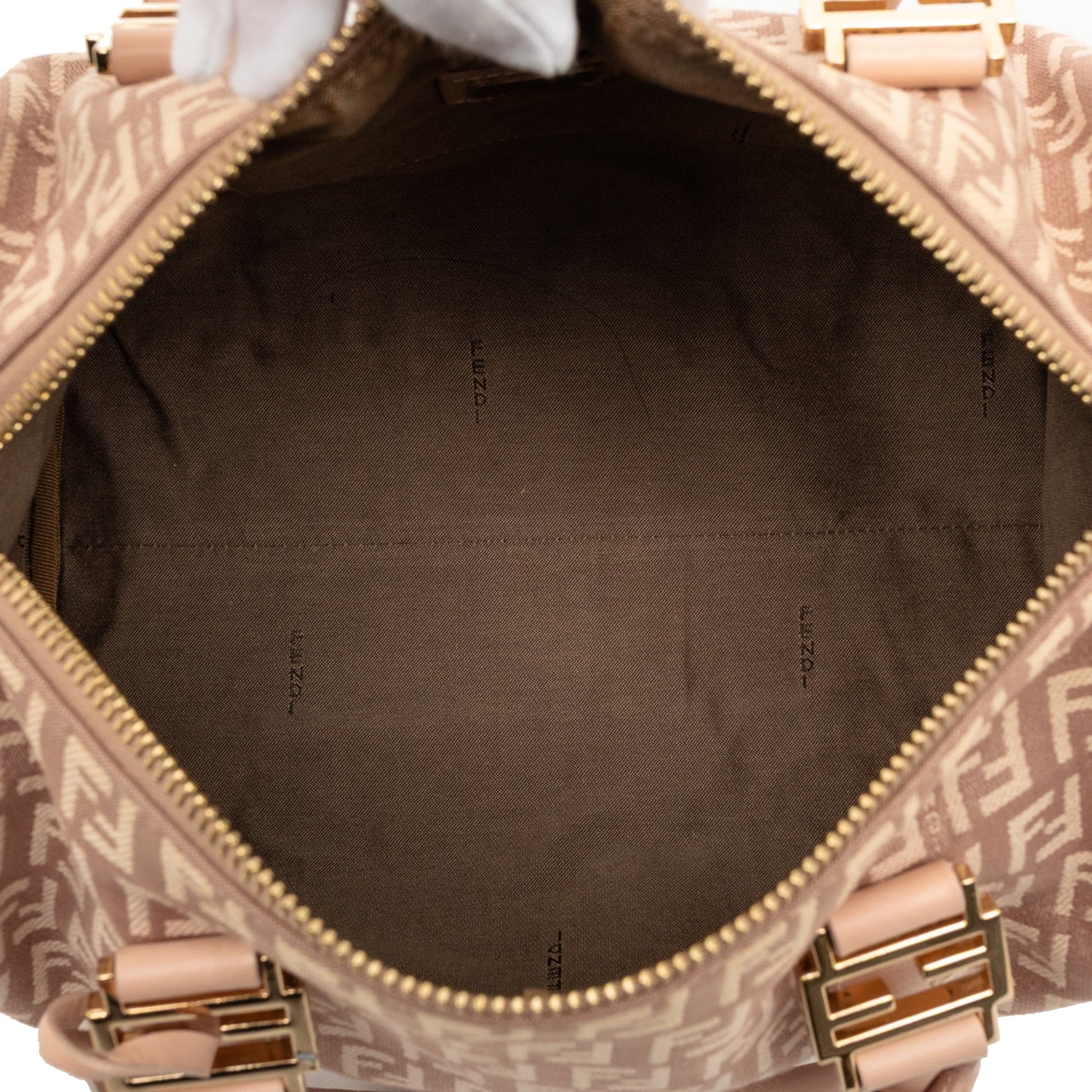 Fendi Small Zucchino Canvas Forever Bauletto Boston Bag