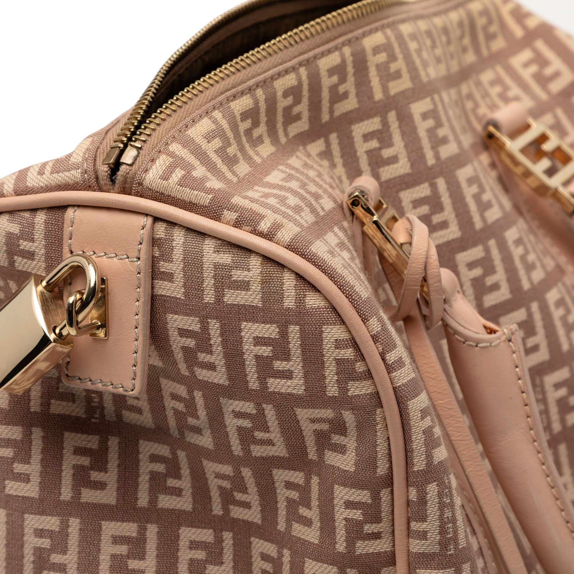 Fendi Small Zucchino Canvas Forever Bauletto Boston Bag