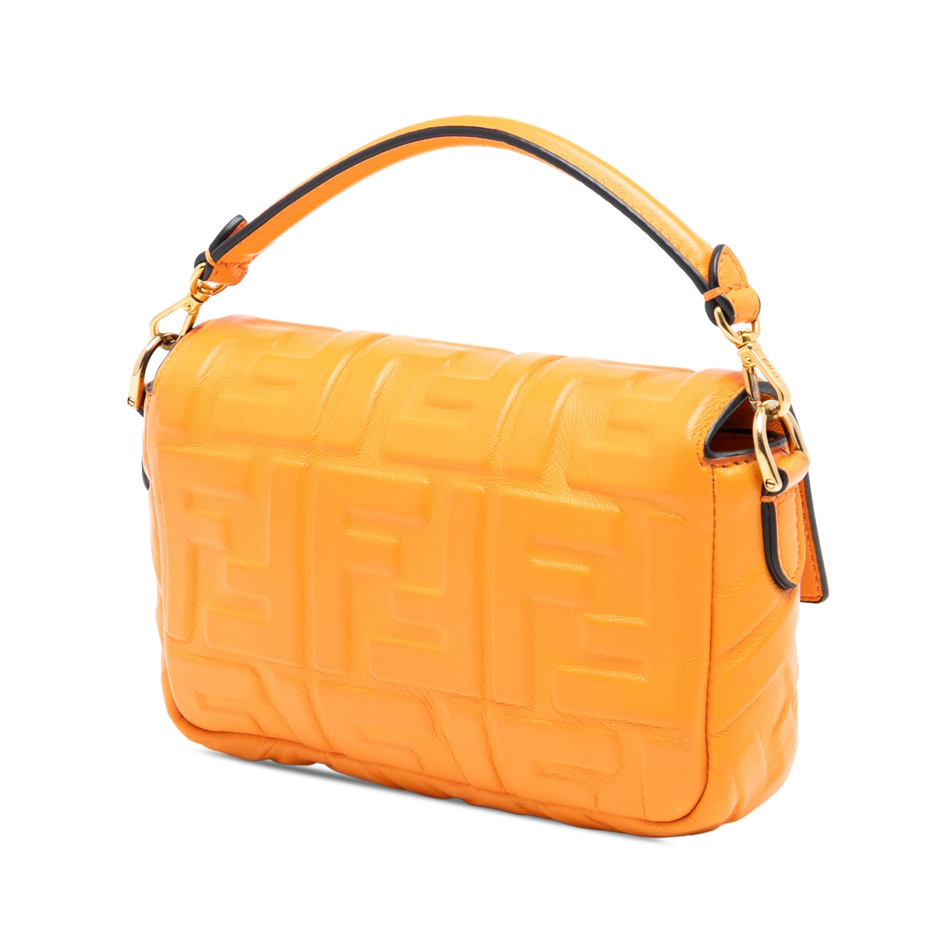 Fendi Mini Zucca Embossed Leather Baguette Satchel