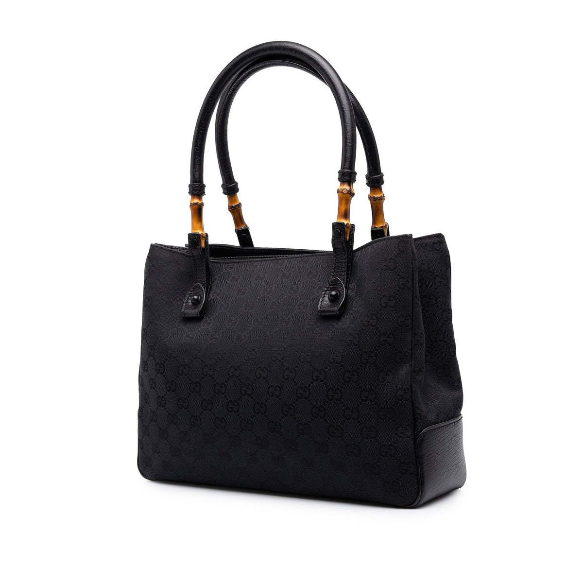 Gucci GG Canvas Bamboo Tote — Black