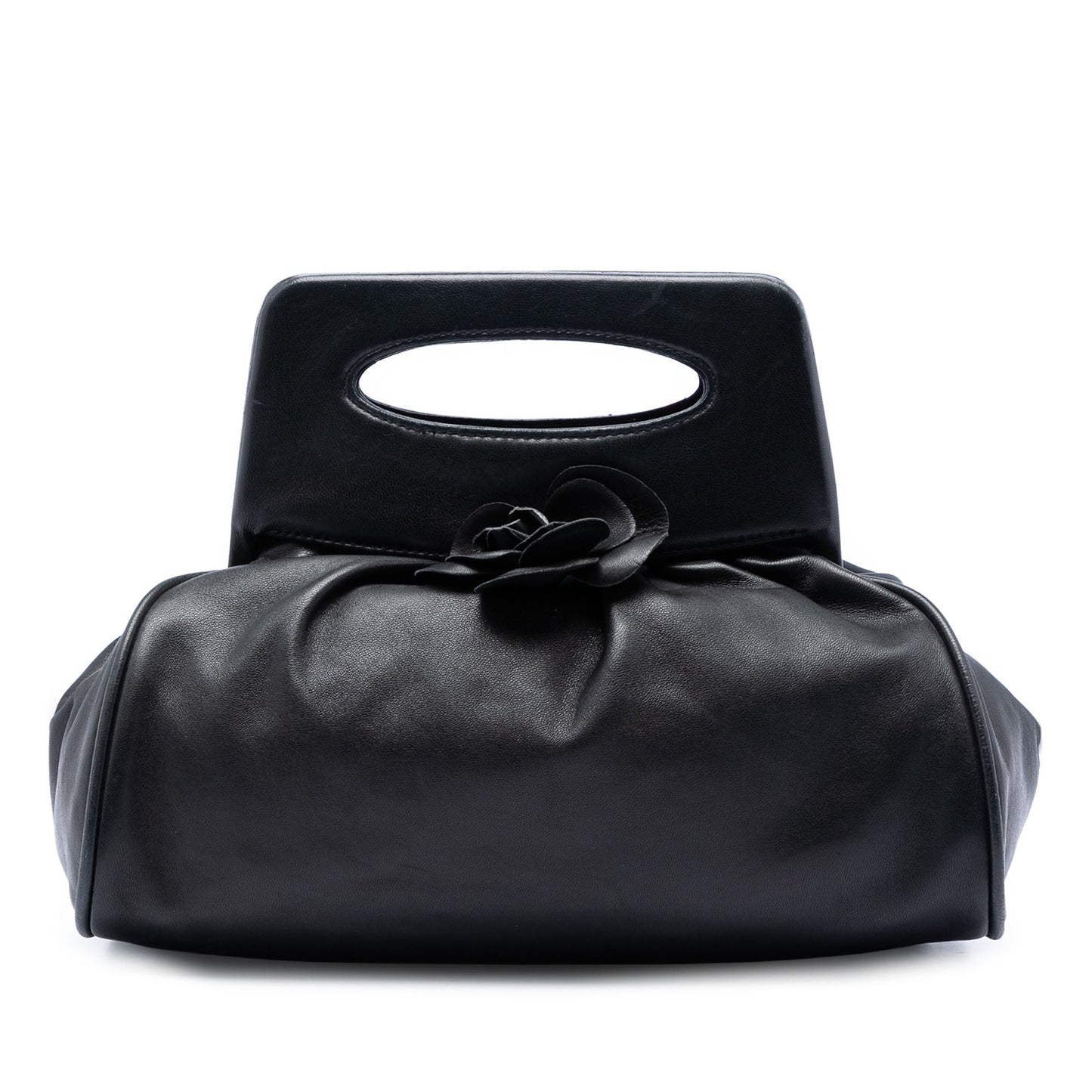 Chanel Lambskin Camellia Top Handle Frame Bag