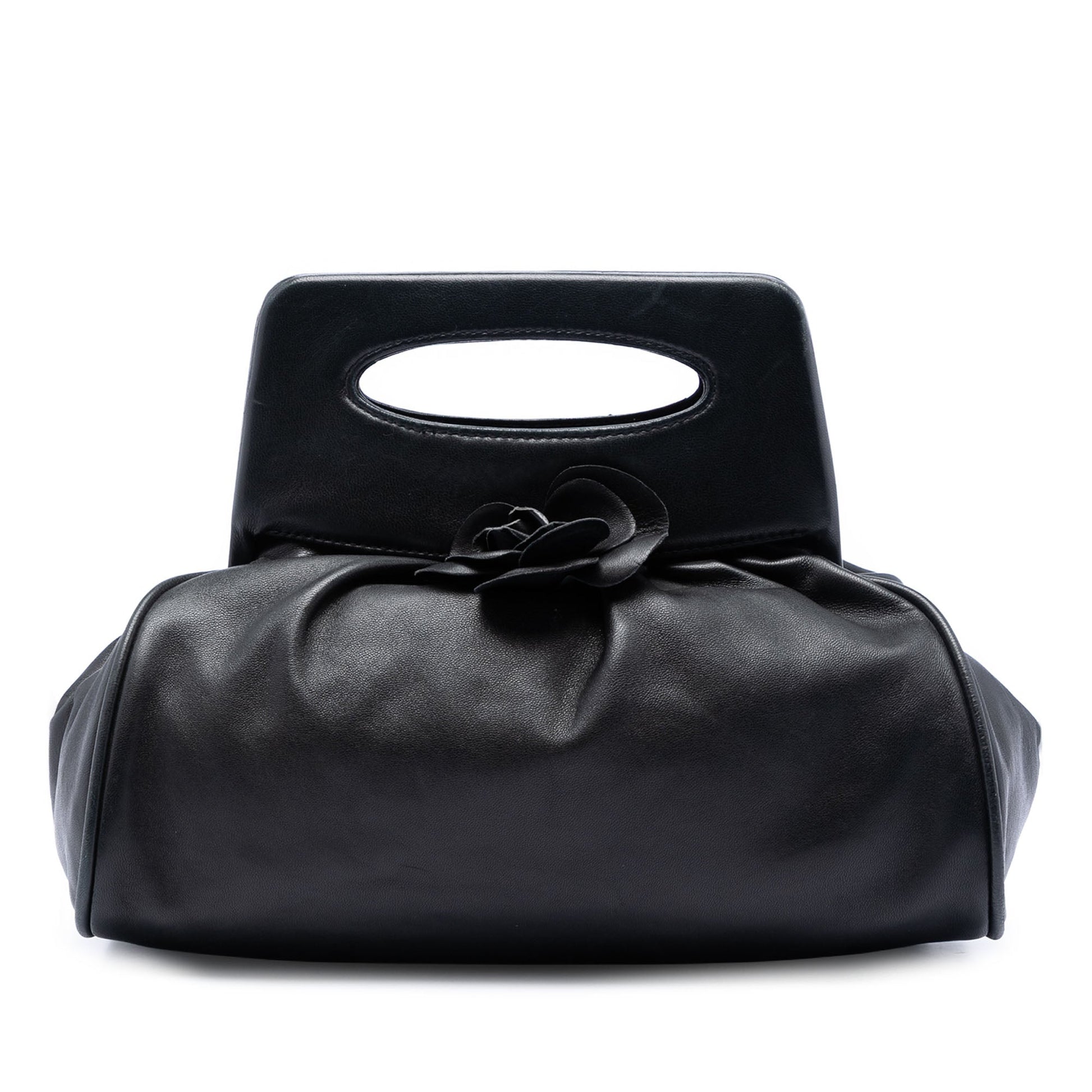 Chanel Lambskin Camellia Top Handle Frame Bag