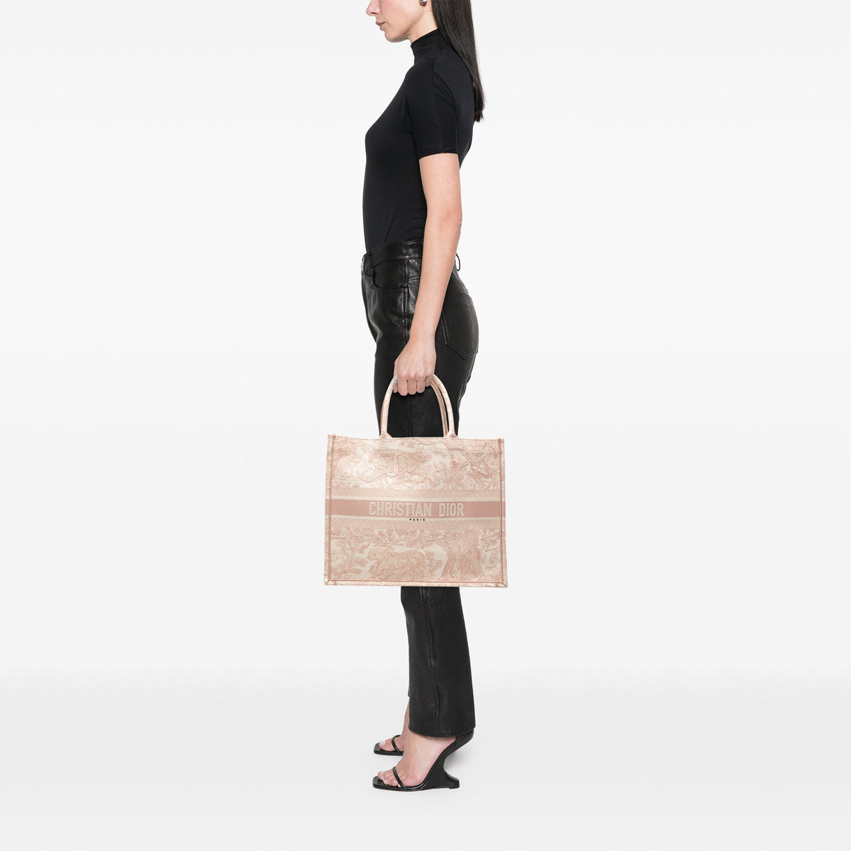 Dior Large Canvas Embroidered Dioriviera Toile De Jouy Book Tote — Pink