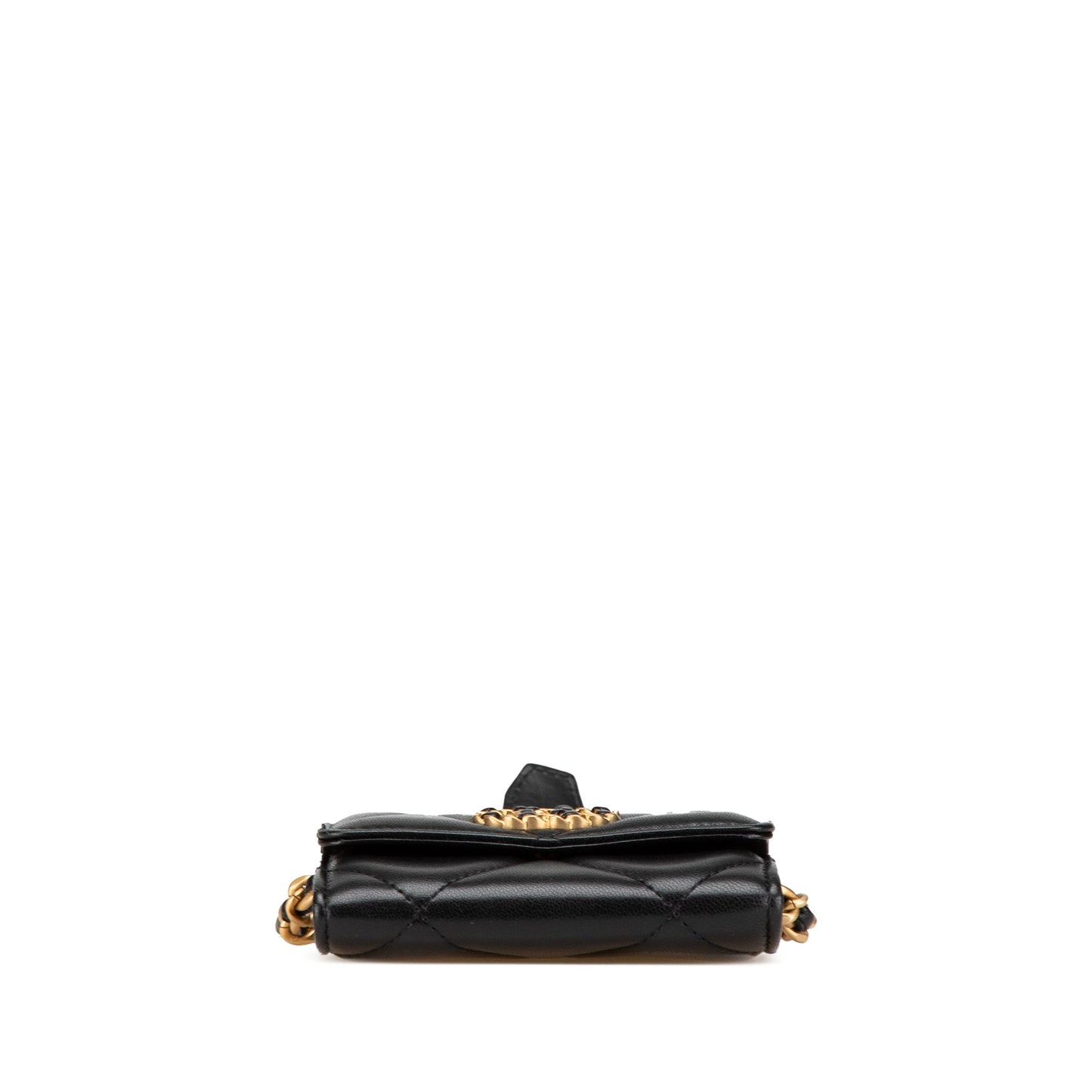 Chanel Quilted Lambskin Chanel 19 Card Holder On Chain
