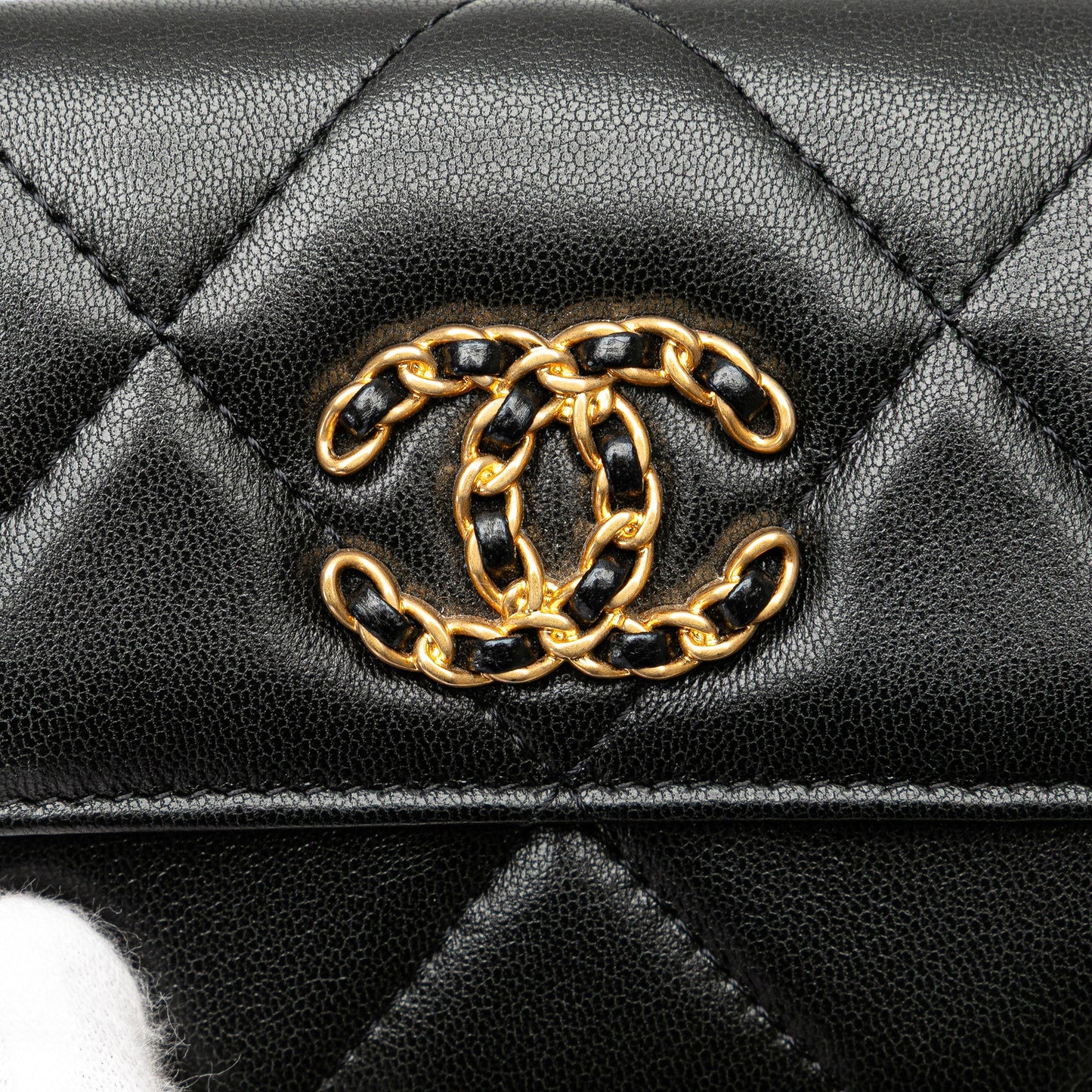 Chanel Quilted Lambskin Chanel 19 Card Holder On Chain