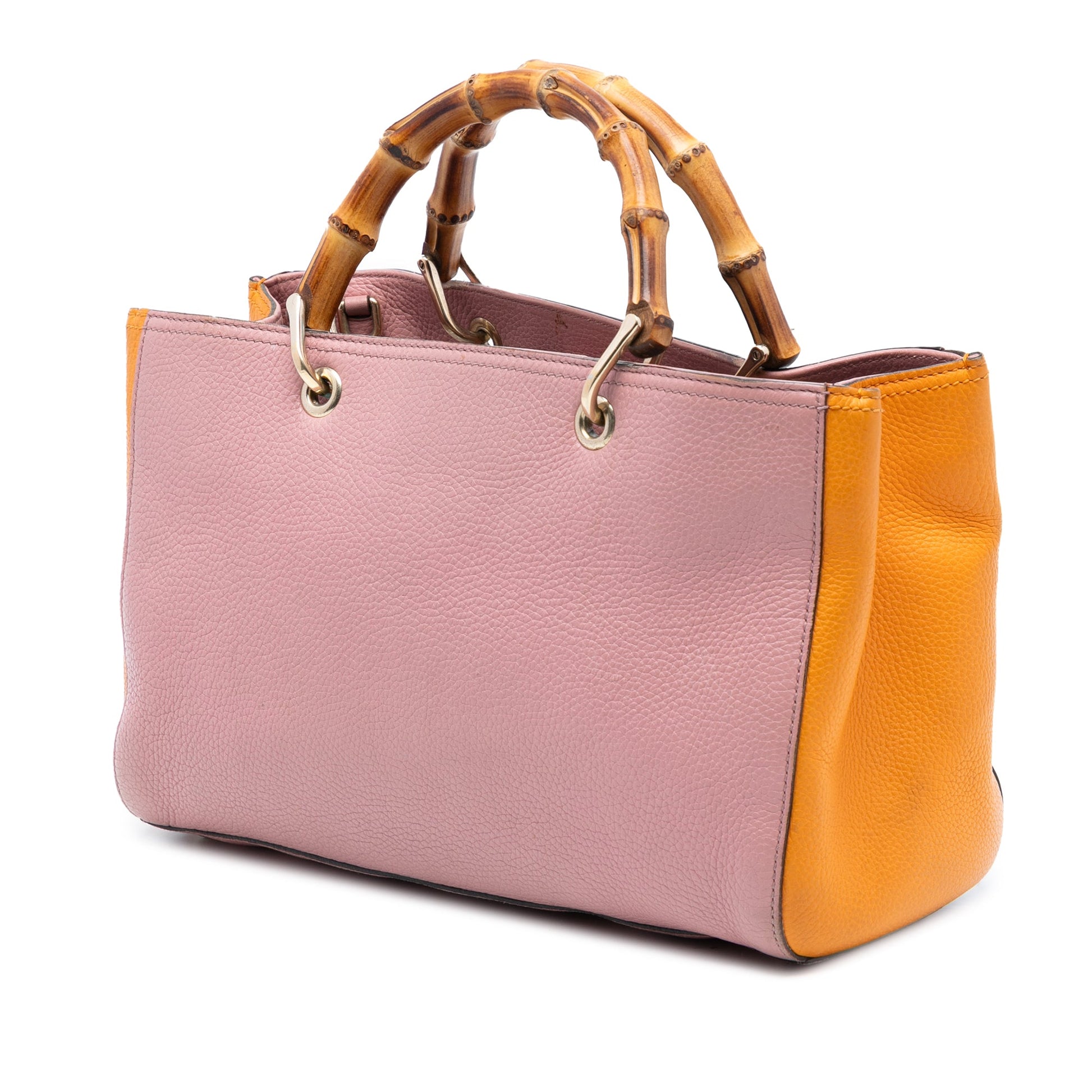 Gucci Medium Bicolor Calfskin Bamboo Shopper Satchel