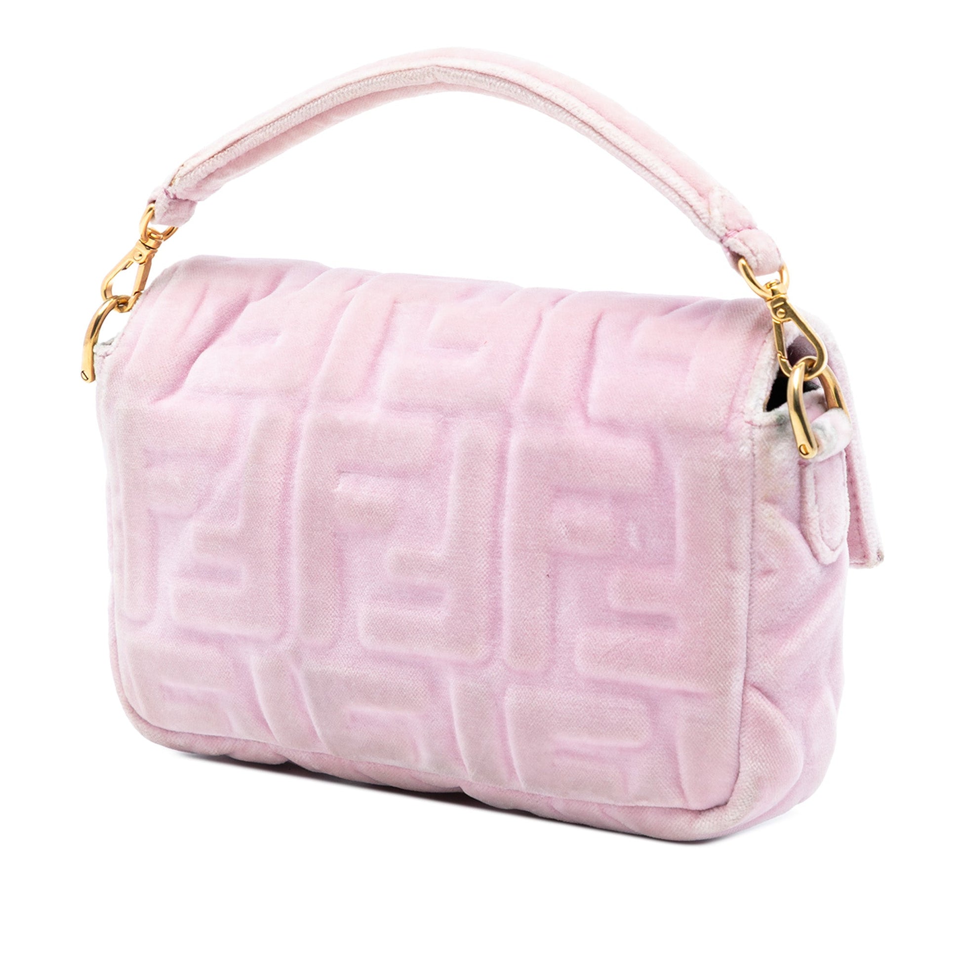 Fendi Mini Zucca Embossed Velvet Baguette Satchel