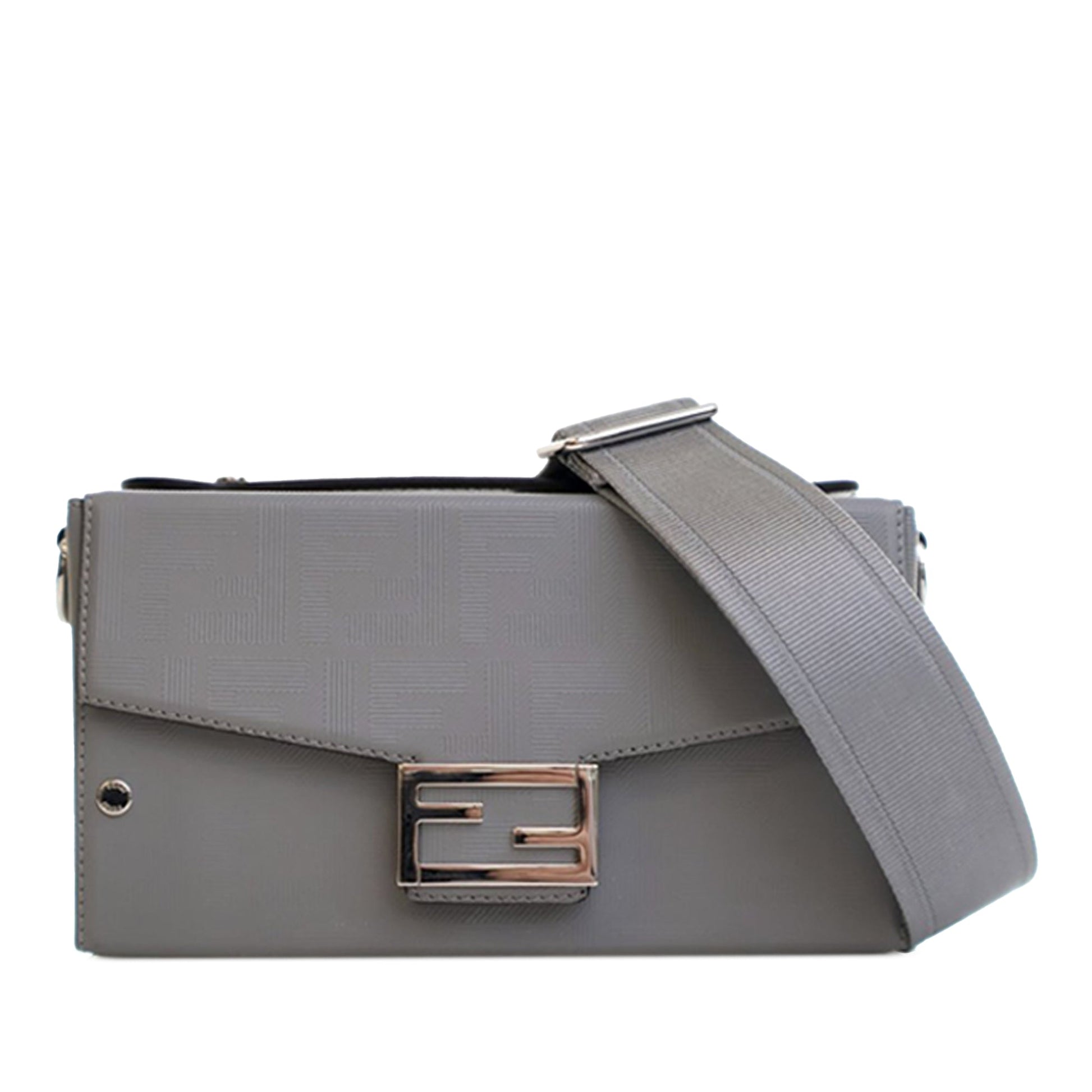 Fendi Zucca Calfskin Soft Trunk Baguette Satchel