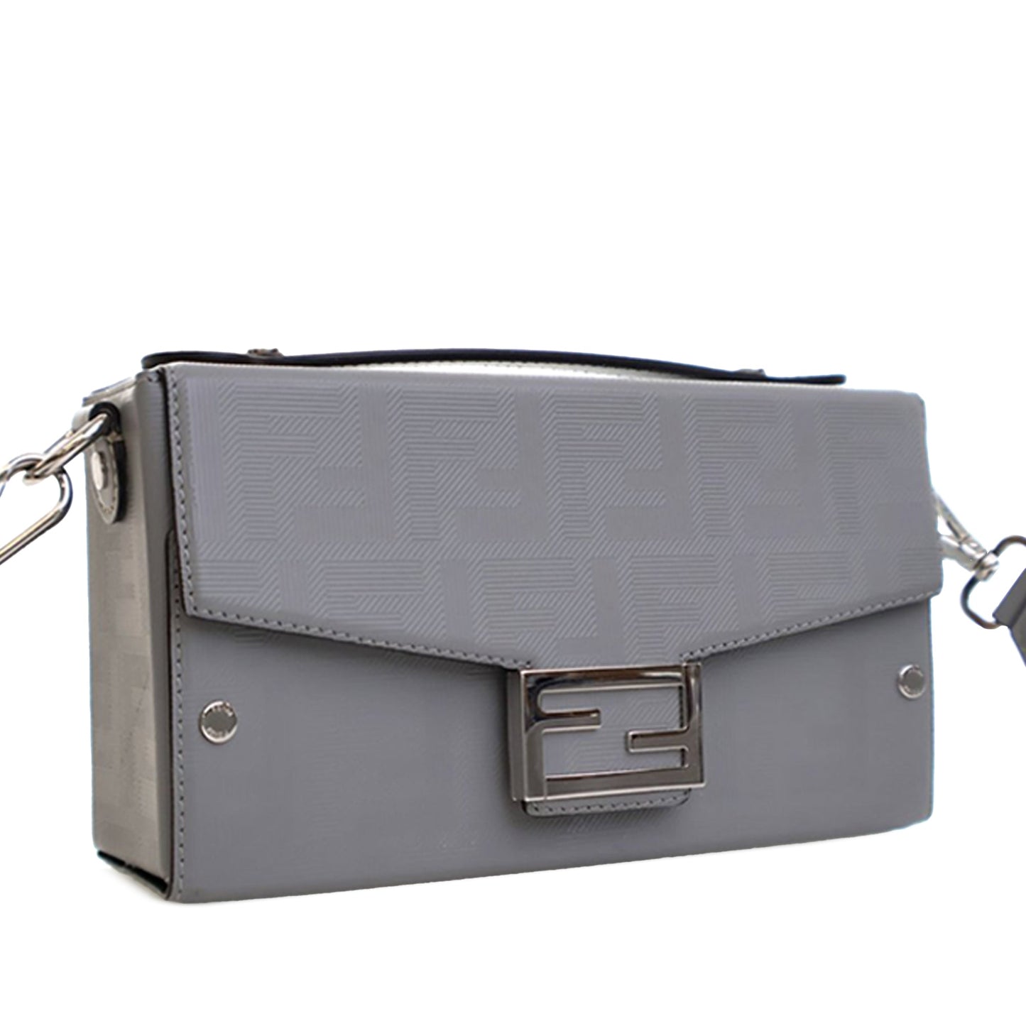 Fendi Zucca Calfskin Soft Trunk Baguette Satchel