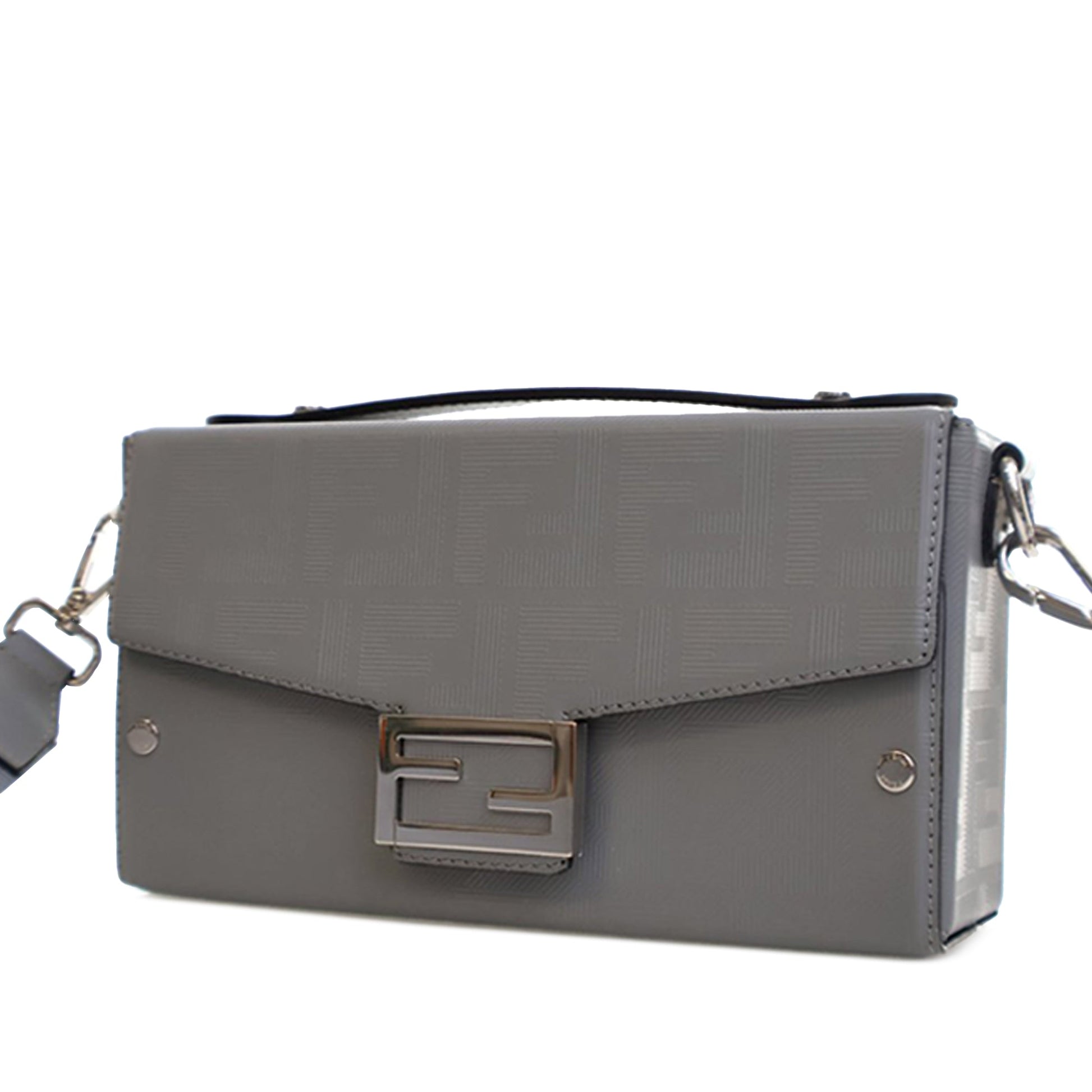 Fendi Zucca Calfskin Soft Trunk Baguette Satchel