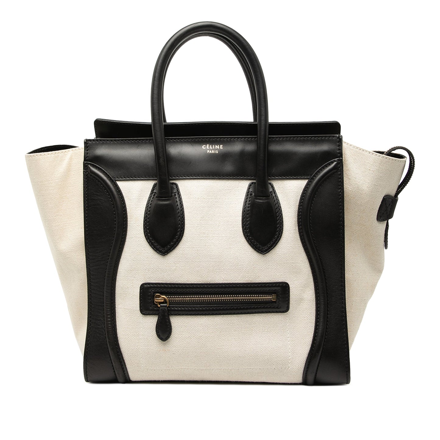 Celine Mini Bicolor Canvas and Leather Luggage Tote
