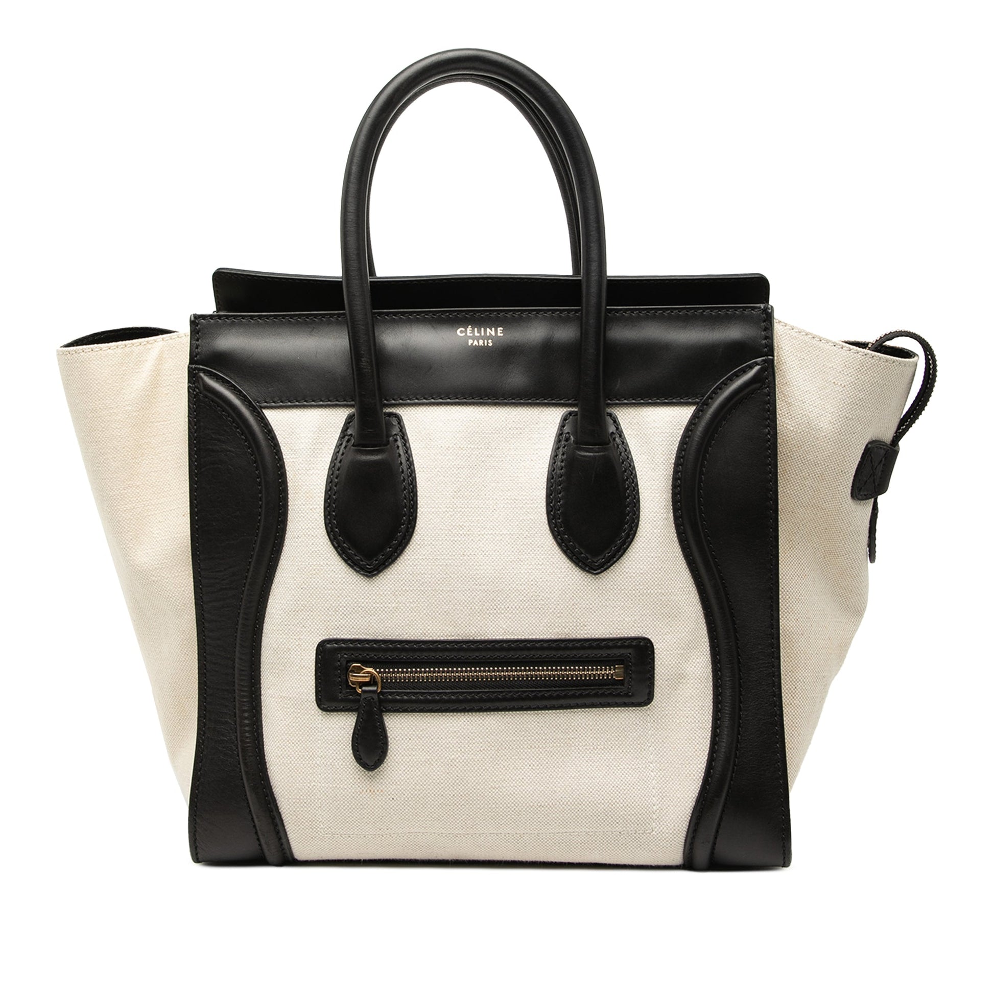 Celine Mini Bicolor Canvas and Leather Luggage Tote