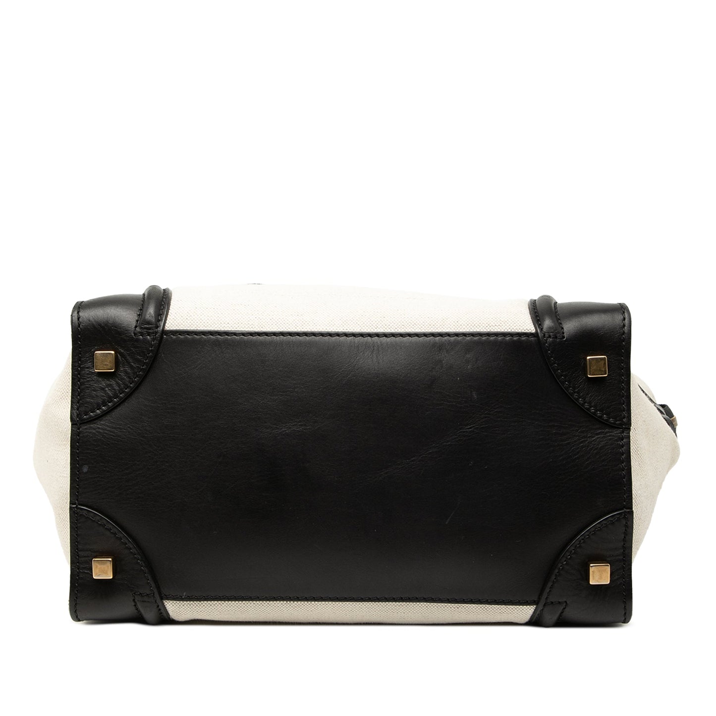 Celine Mini Bicolor Canvas and Leather Luggage Tote