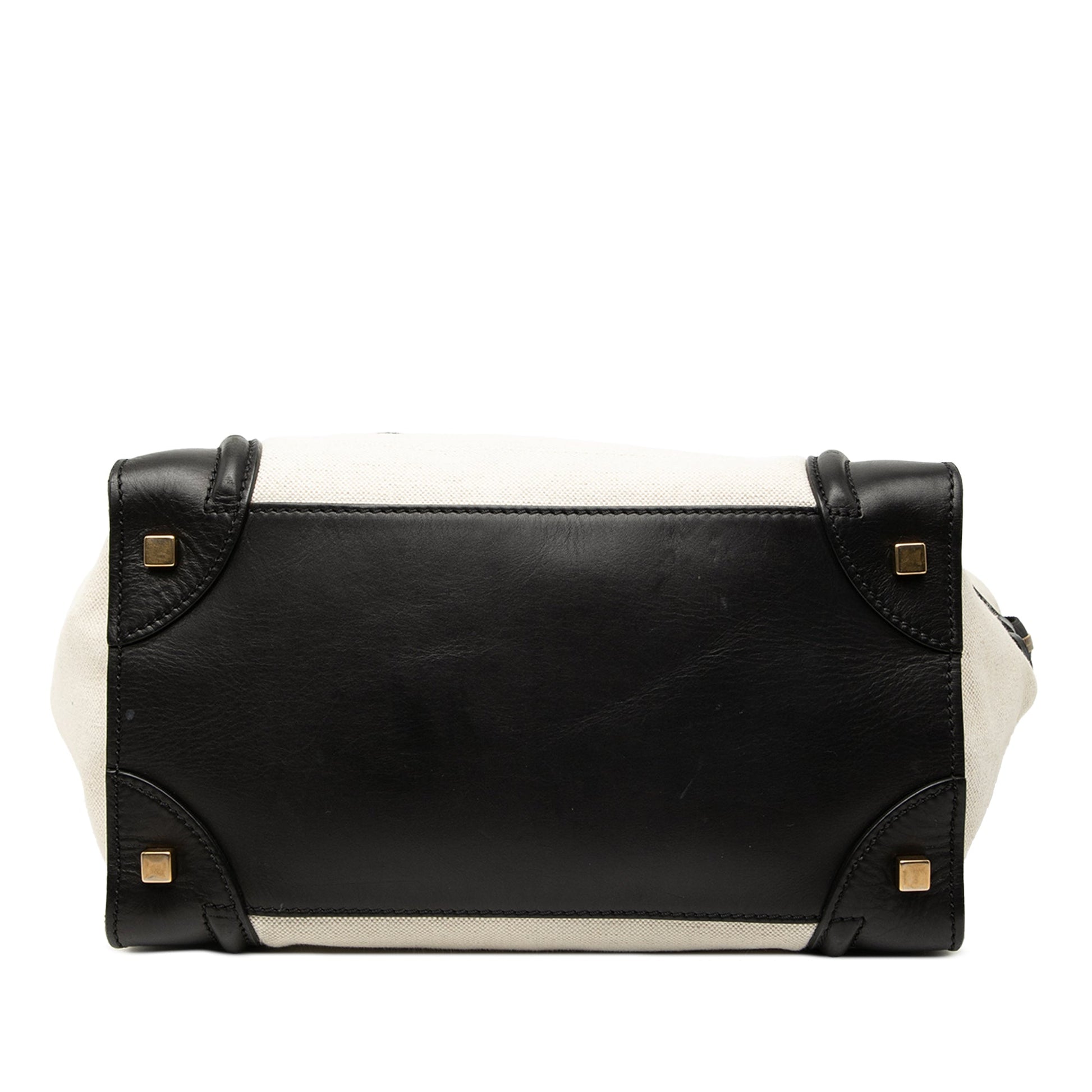 Celine Mini Bicolor Canvas and Leather Luggage Tote