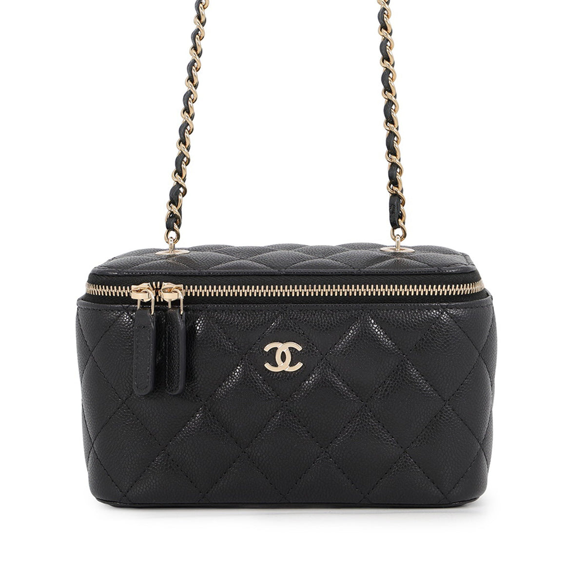 Chanel Small Quilted Caviar Vanity Case With Chain