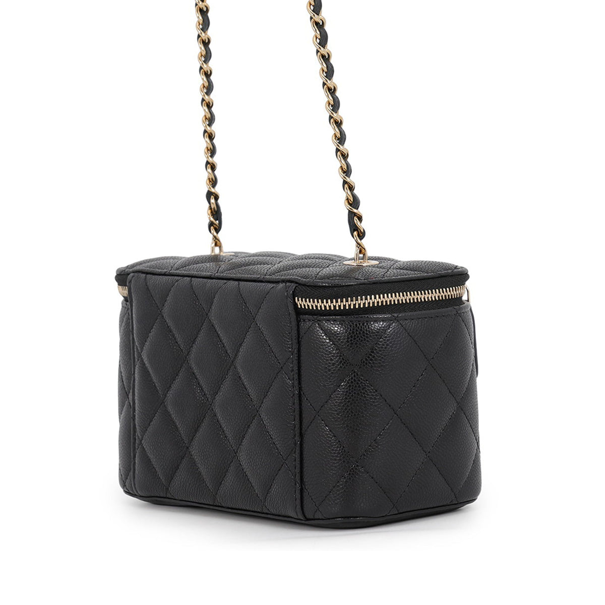 Chanel Small Quilted Caviar Vanity Case With Chain