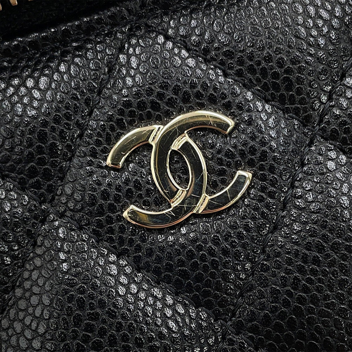 Chanel Small Quilted Caviar Vanity Case With Chain